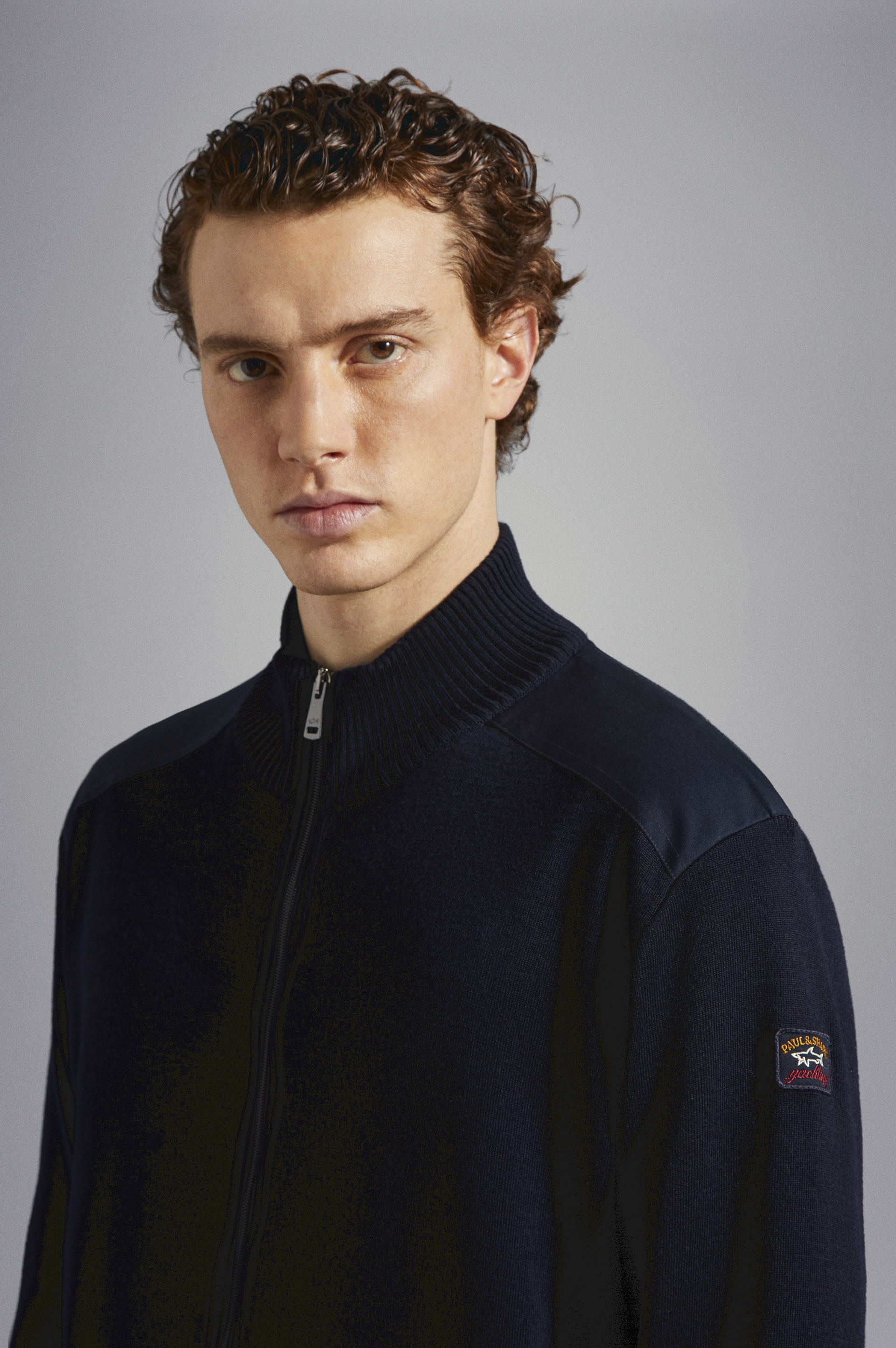 WOOL FULL ZIP SWEATER WITH ICONIC BADGE - 4
