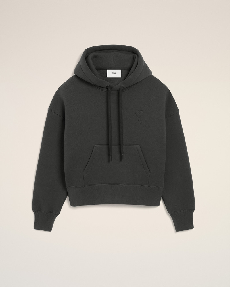 BLACK COTTON AMI DE COEUR HOODIE 1