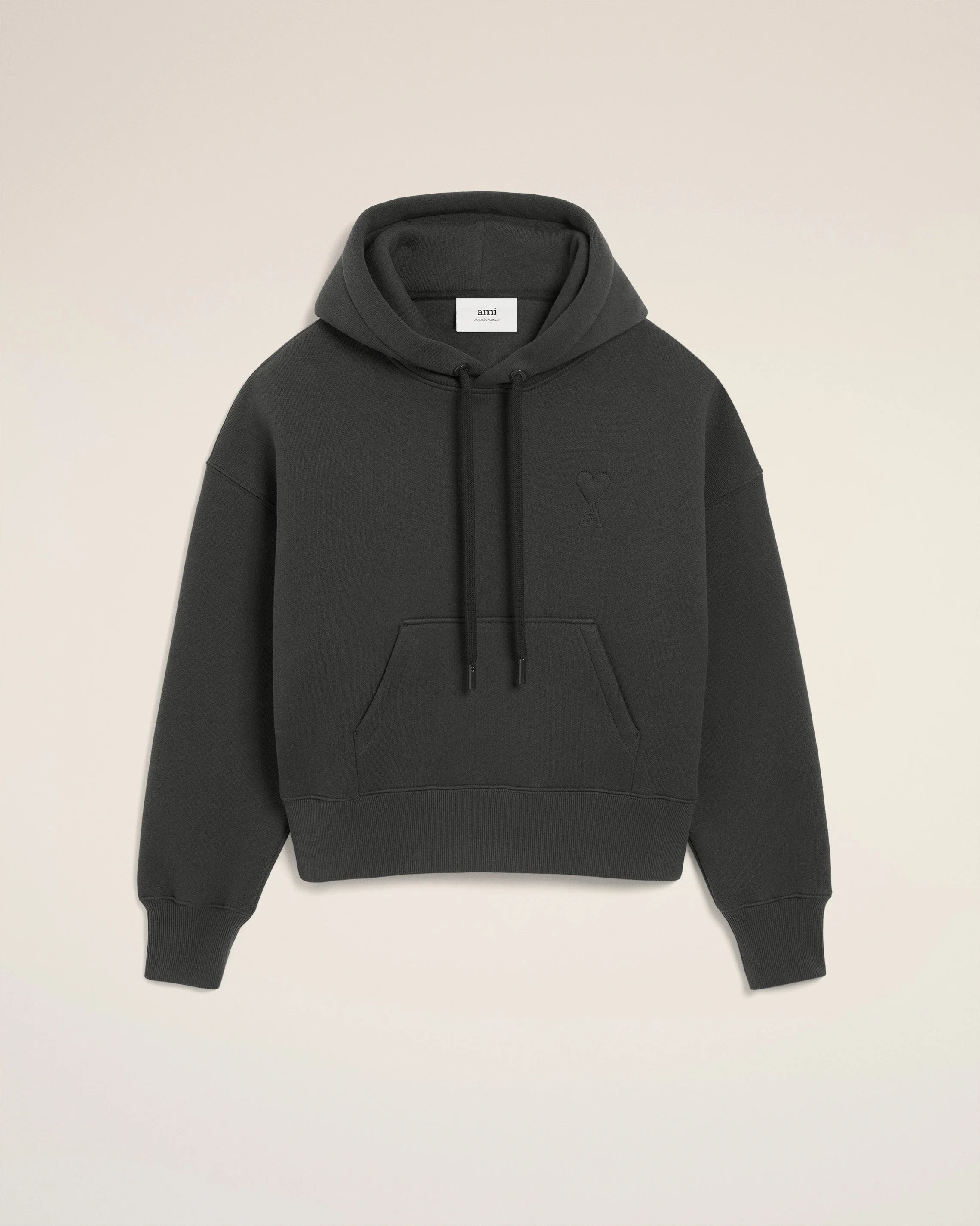 BLACK COTTON AMI DE COEUR HOODIE - 1