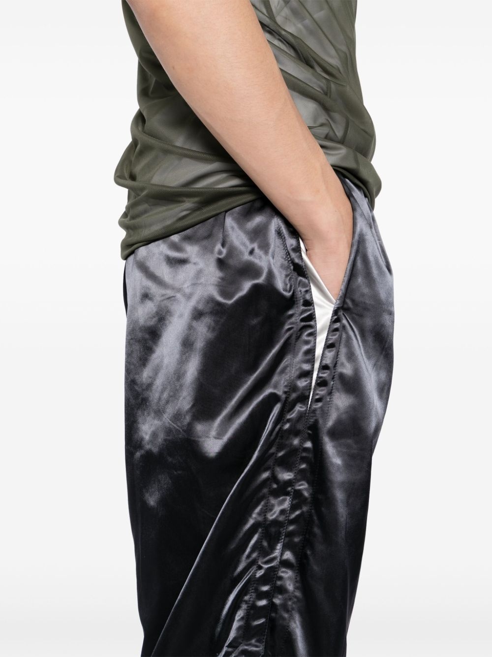 wet look split pants - 5