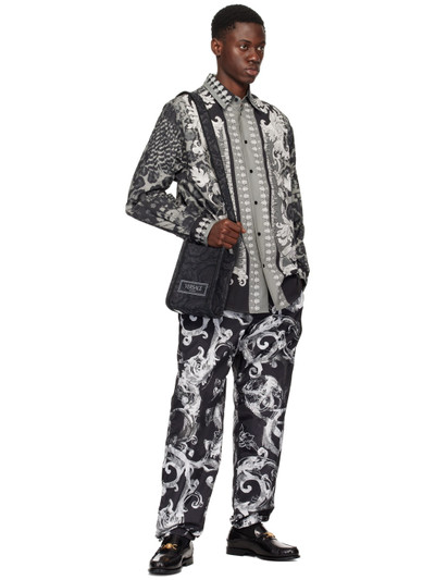 VERSACE JEANS COUTURE Black & White Watercolor Couture Trousers outlook