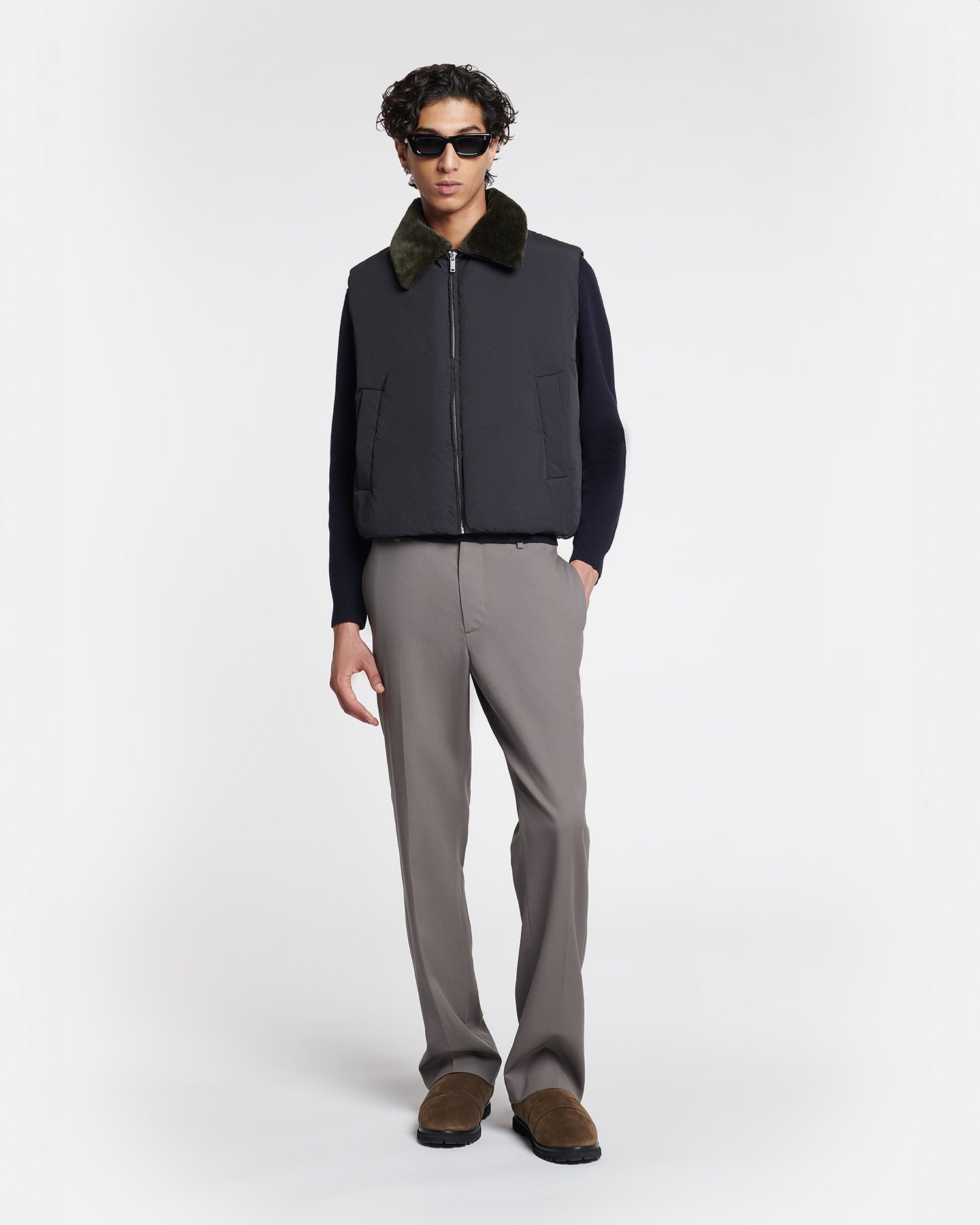 Faux Fur and Tech Nylon Vest - 3