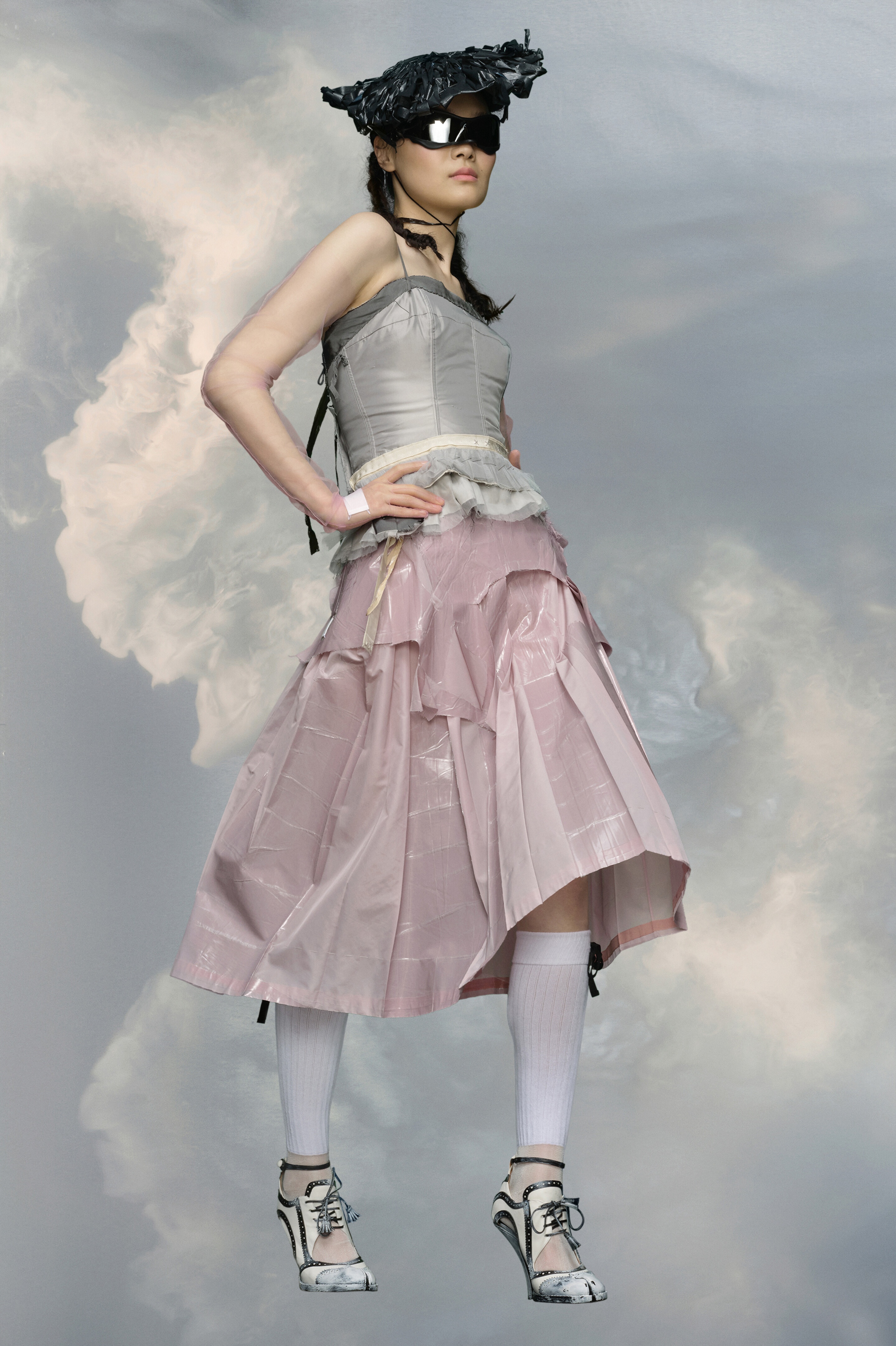 Laminated taffeta midi skirt - 4