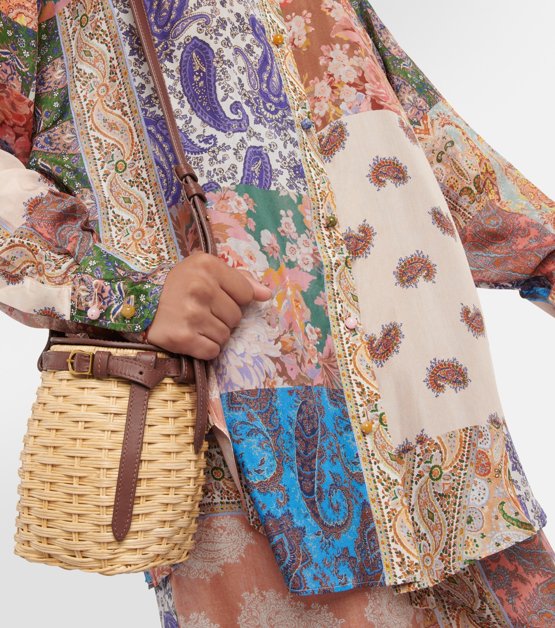 Devi oversized patchwork silk shirt - 5