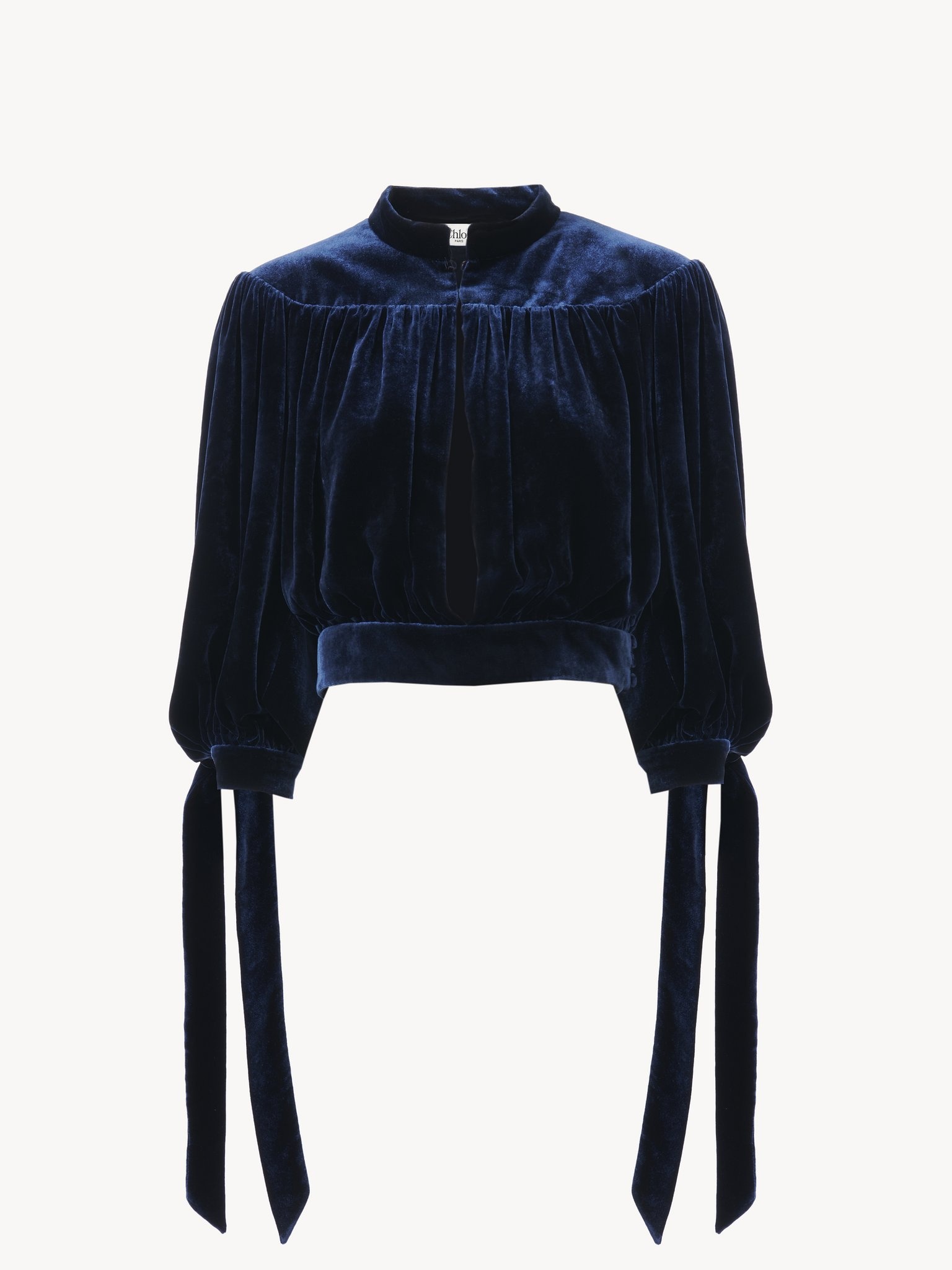GATHERED CROPPED TOP IN VELVET - 2