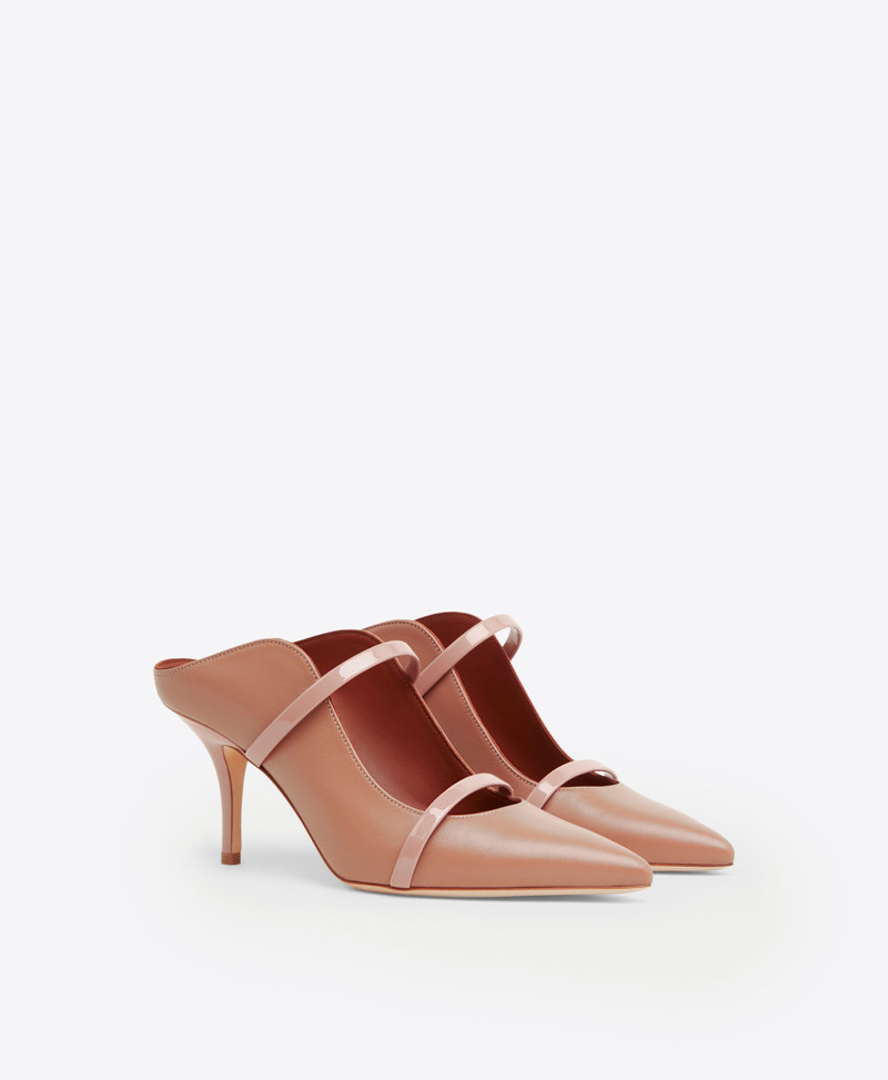 MALONE SOULIERS Maureen 70 Blush Leather Mules outlook