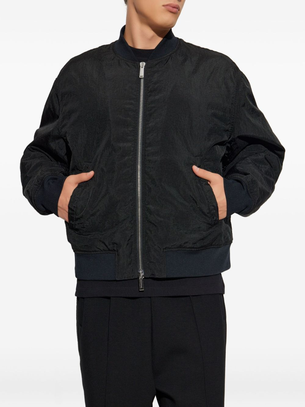 ribbed-hem bomber jacket - 3