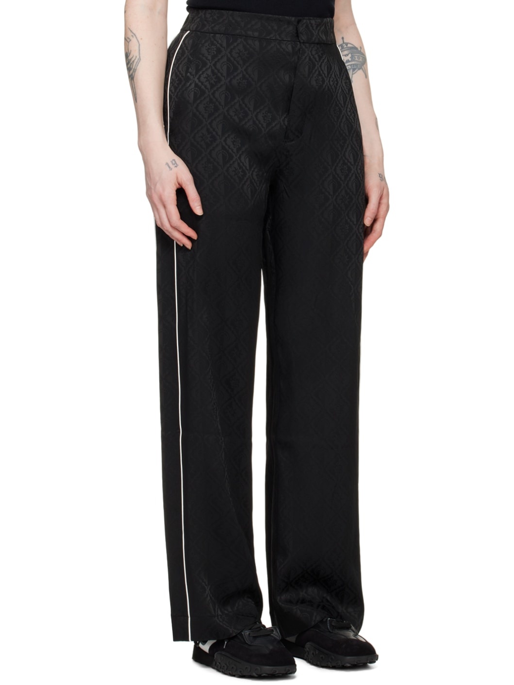 Black Jacquard Trousers - 2