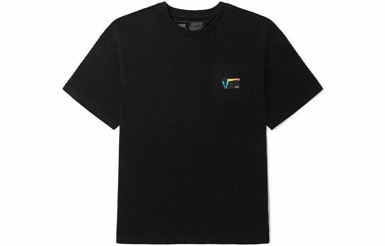 Vans Rainbow Funny Logo Loose Round Neck Short Sleeve Couple Style Black VN0A5H84BLK - 2