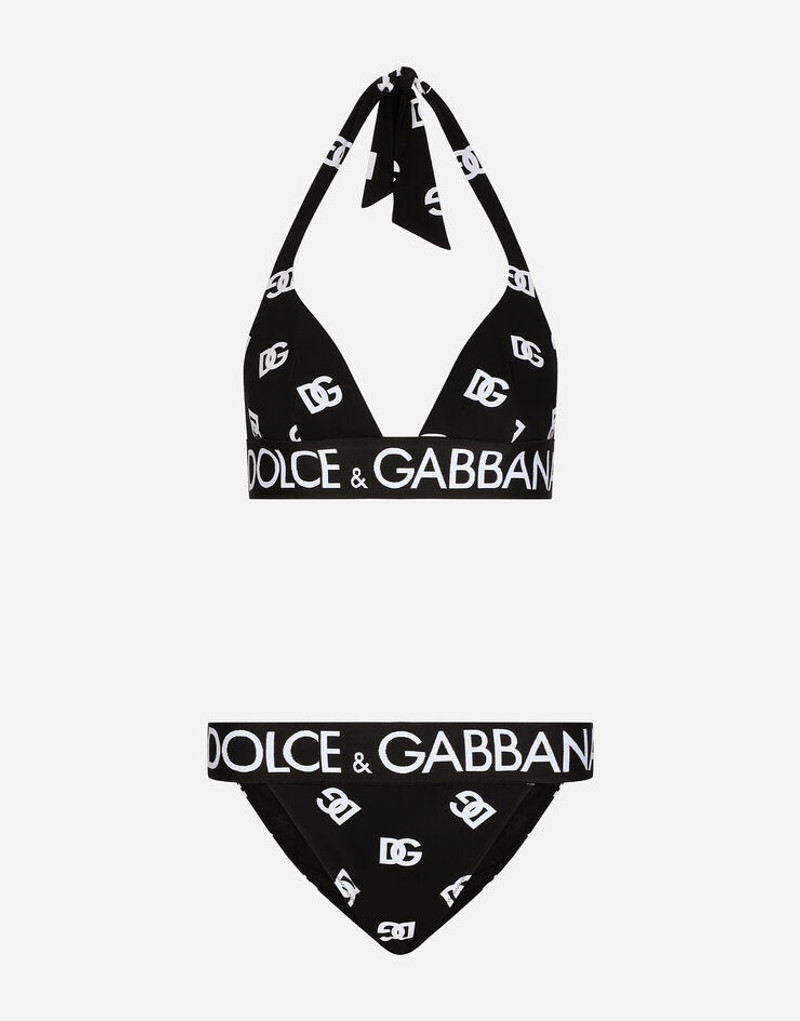 Triangle bikini with all-over DG logo print 1