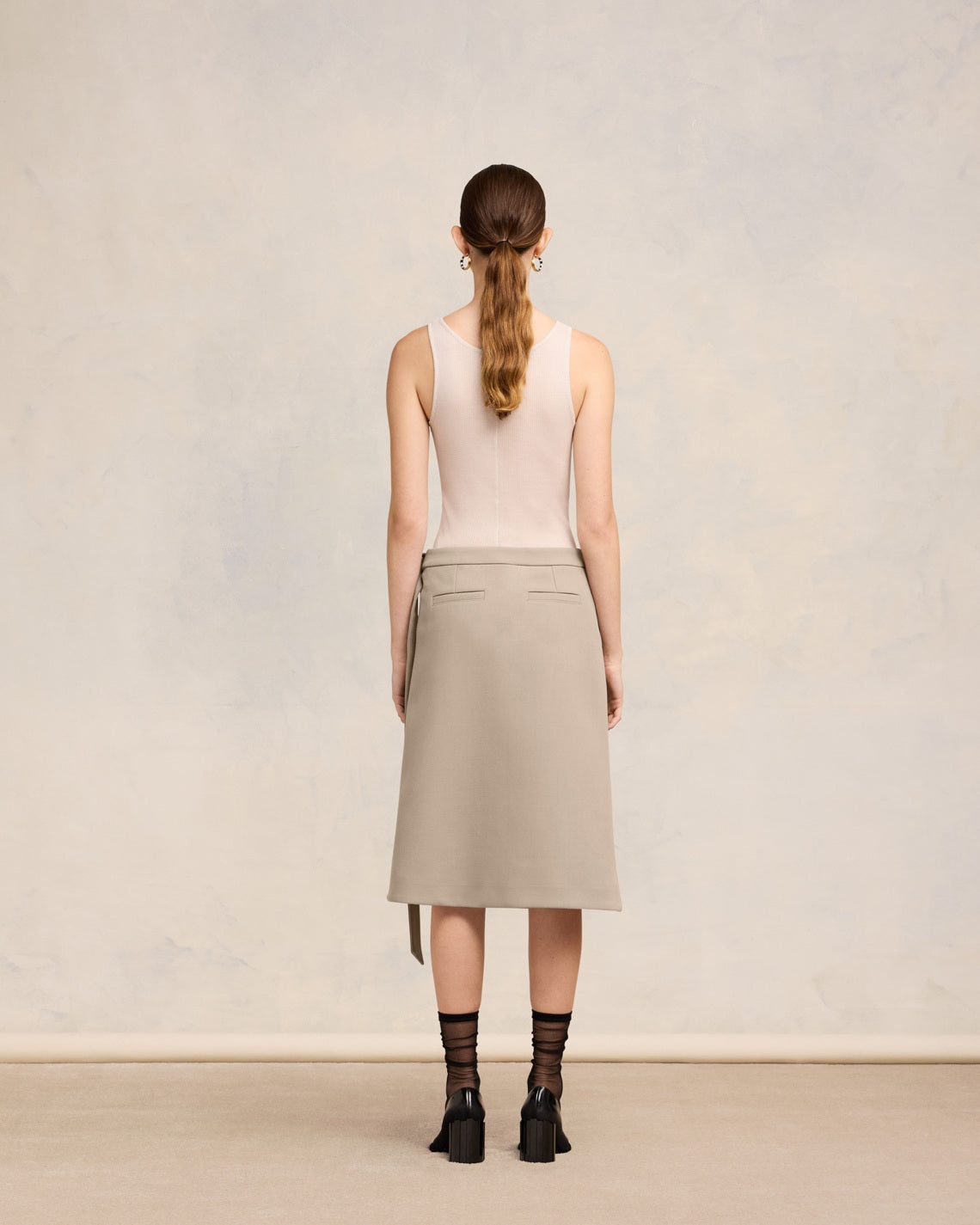 MIDI BELTED SKIRT WITH SLIT - 4