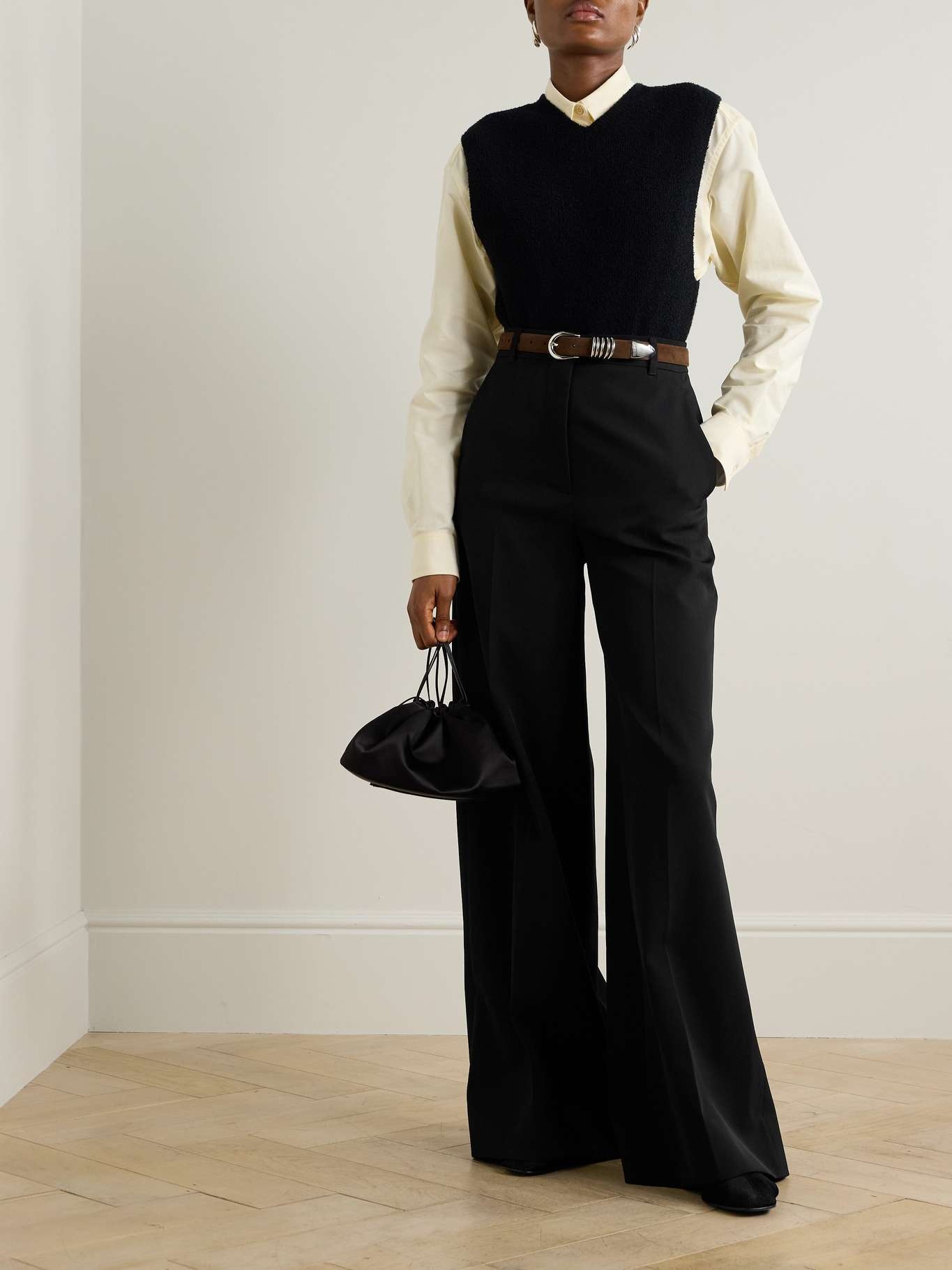 Pleated wool-blend wide-leg pants - 2