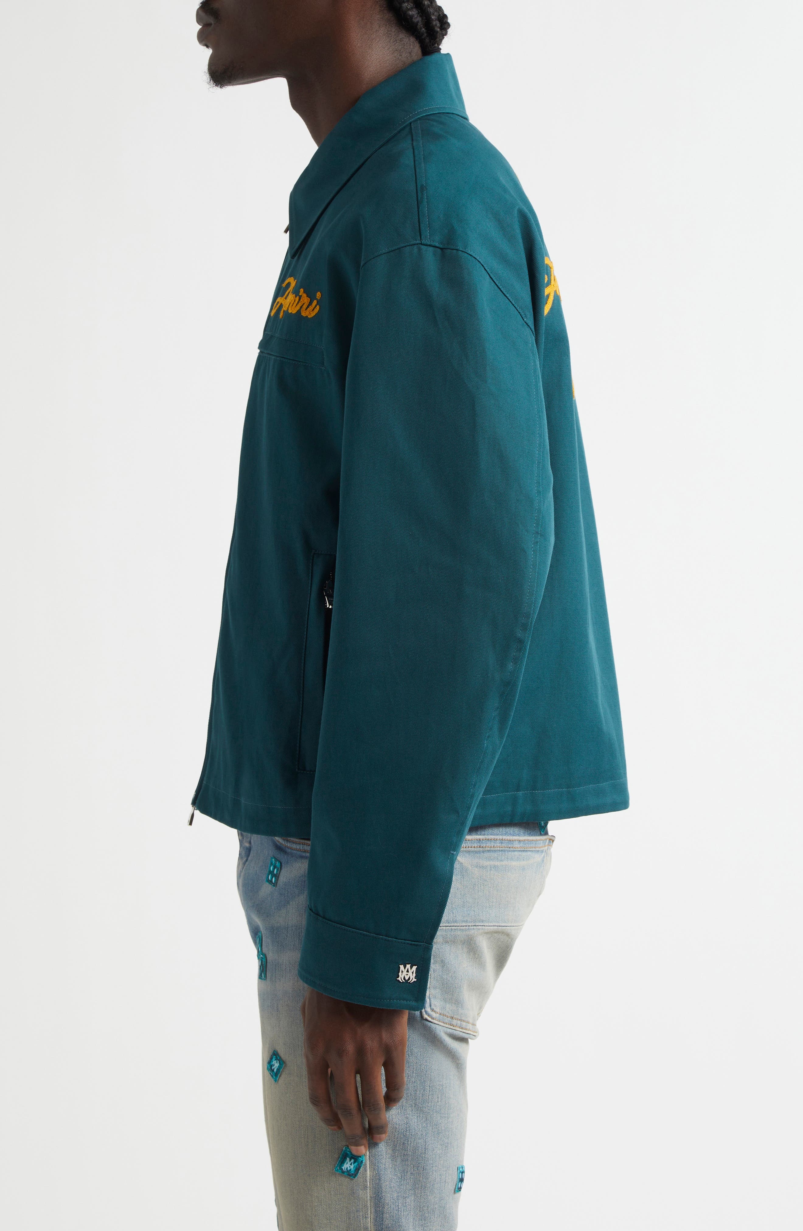 AMIRI Pegasus Patch Zip Blouson Jacket in Evergreen at Nordstrom - 3