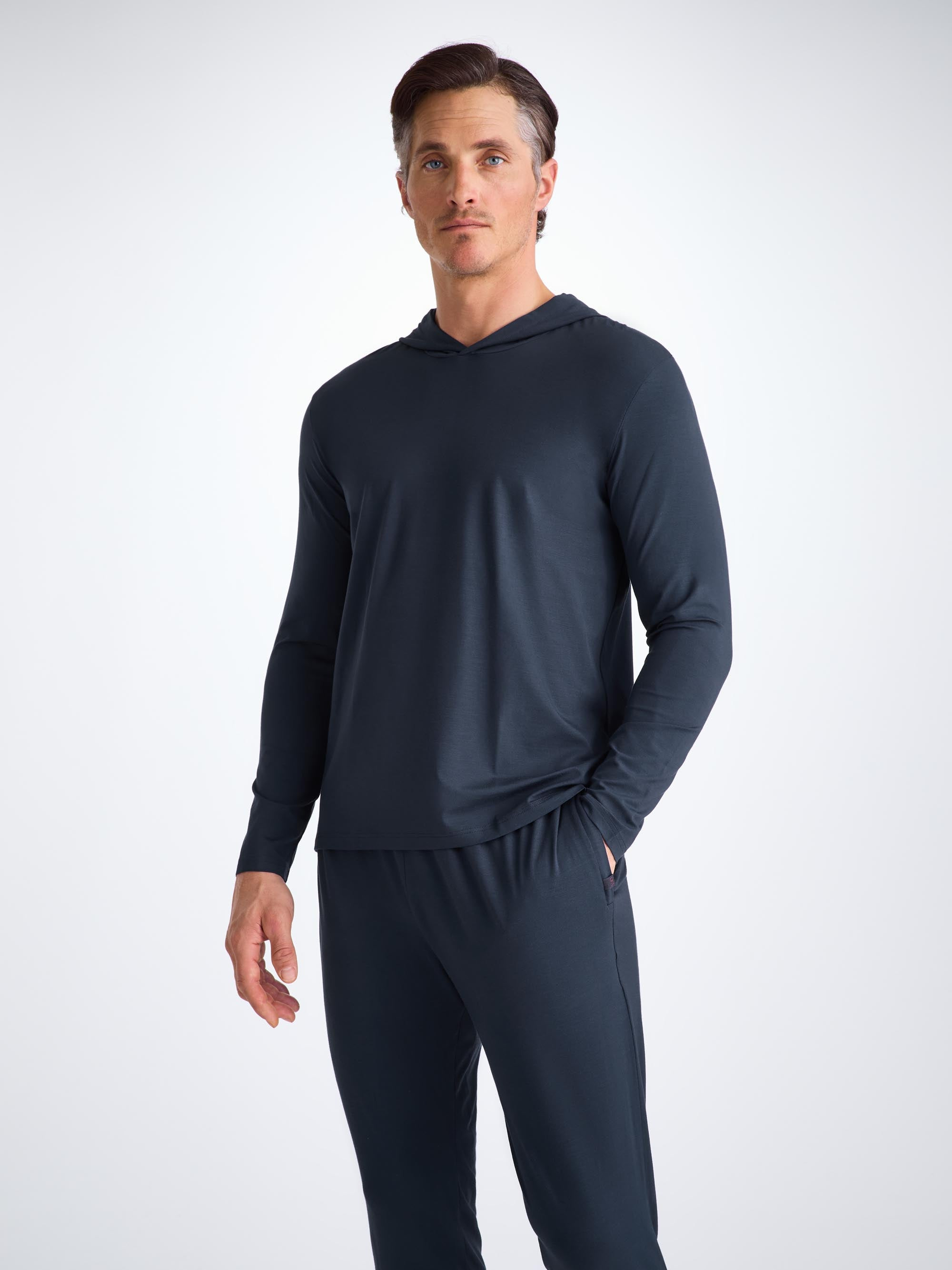 Men's Pullover Hoodie Basel Micro Modal Stretch Navy - 8