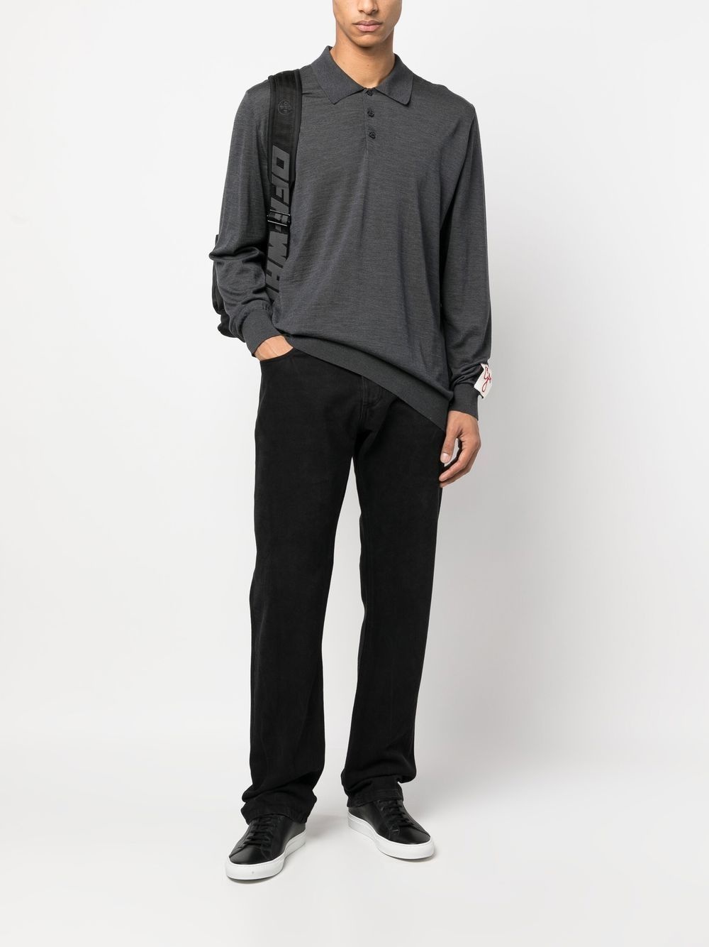 logo-patch wool polo shirt - 2