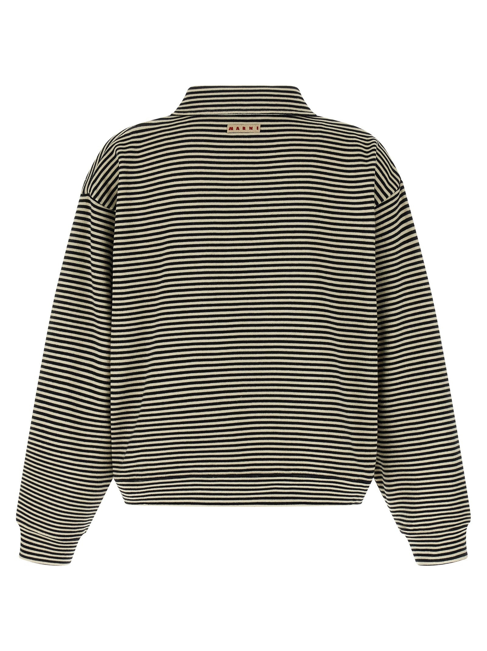 Striped Polo Sweatshirt Black - 2