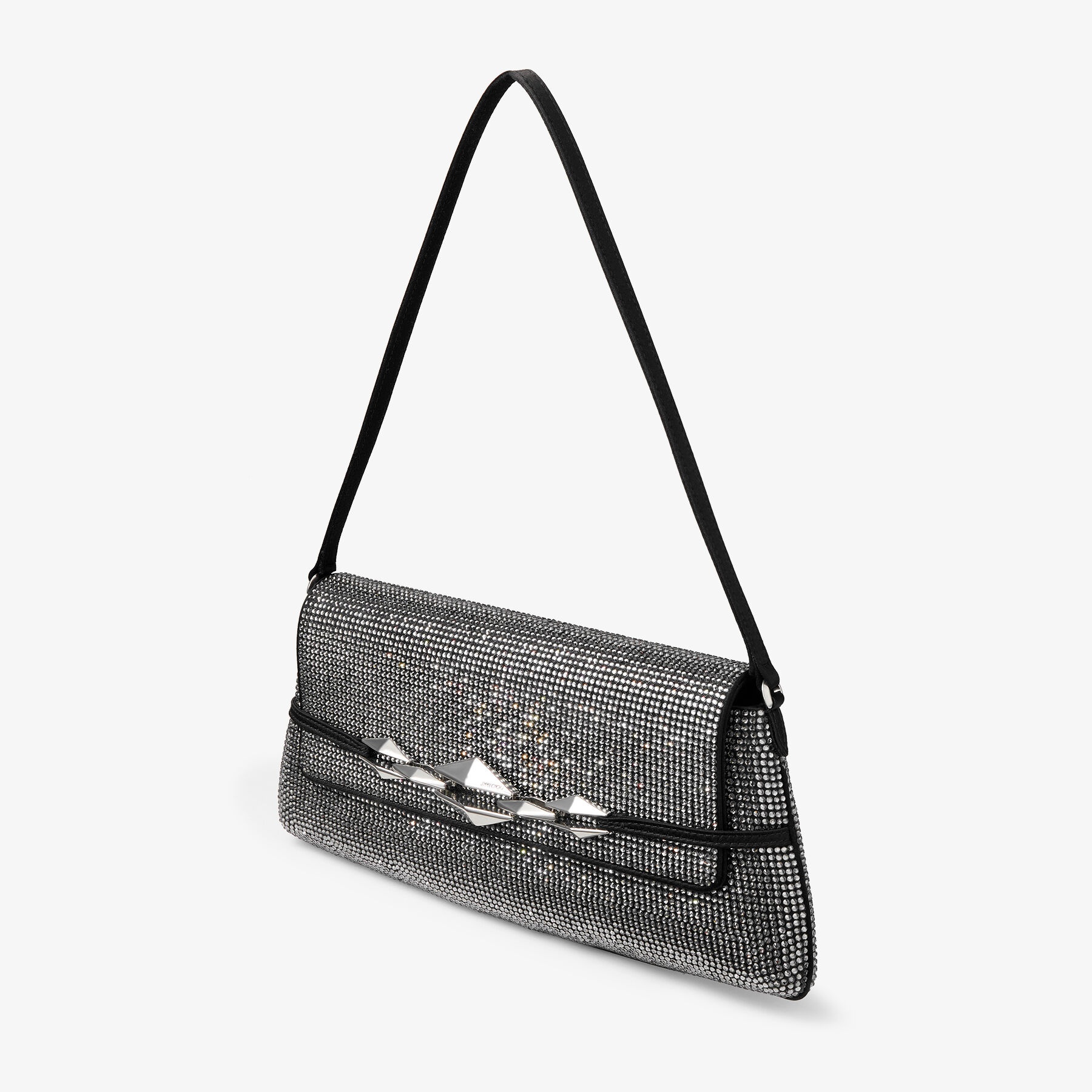 Diamond Shoulder East-West
Black Satin Crystal Shoulder Bag - 3