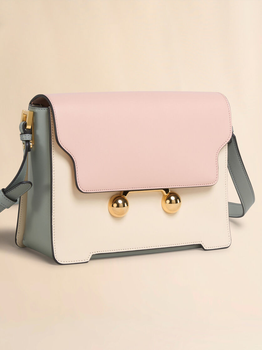 LIGHT PINK, WHITE E GREY LEATHER TRUNKAROO MEDIUM SHOULDER BAG - 4