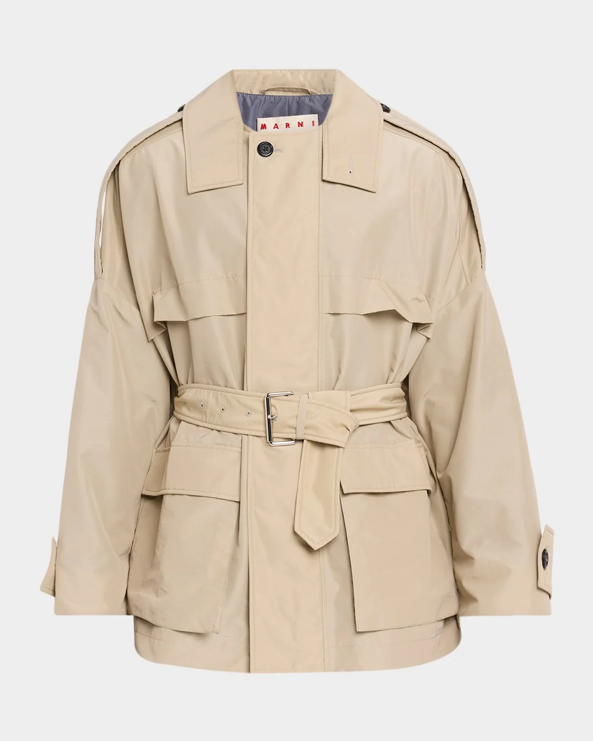 Men's Belted Short Trench Coat - 1