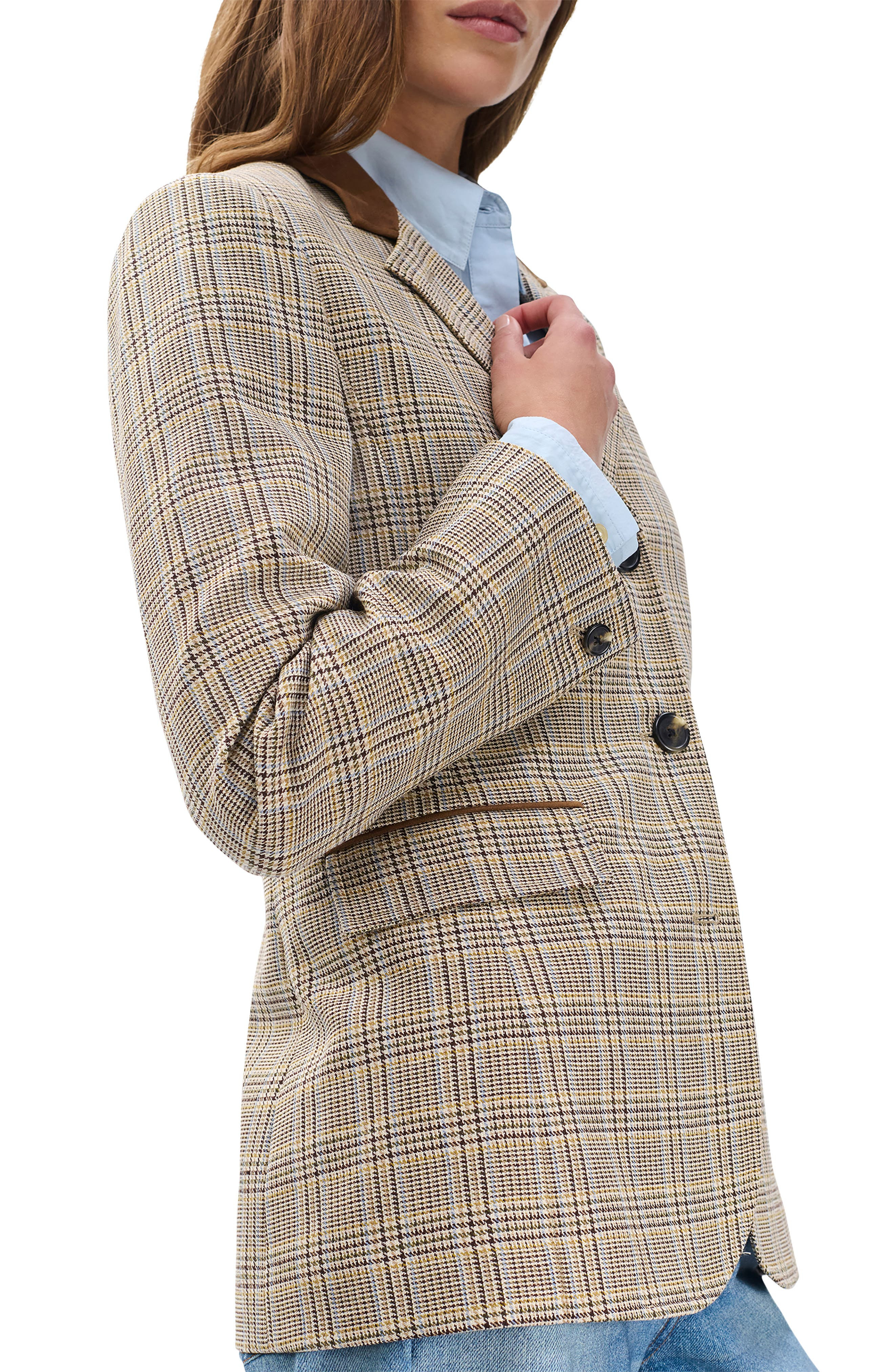 rag & bone Evia Plaid Wool Blend Blazer in Tan Multi at Nordstrom - 3