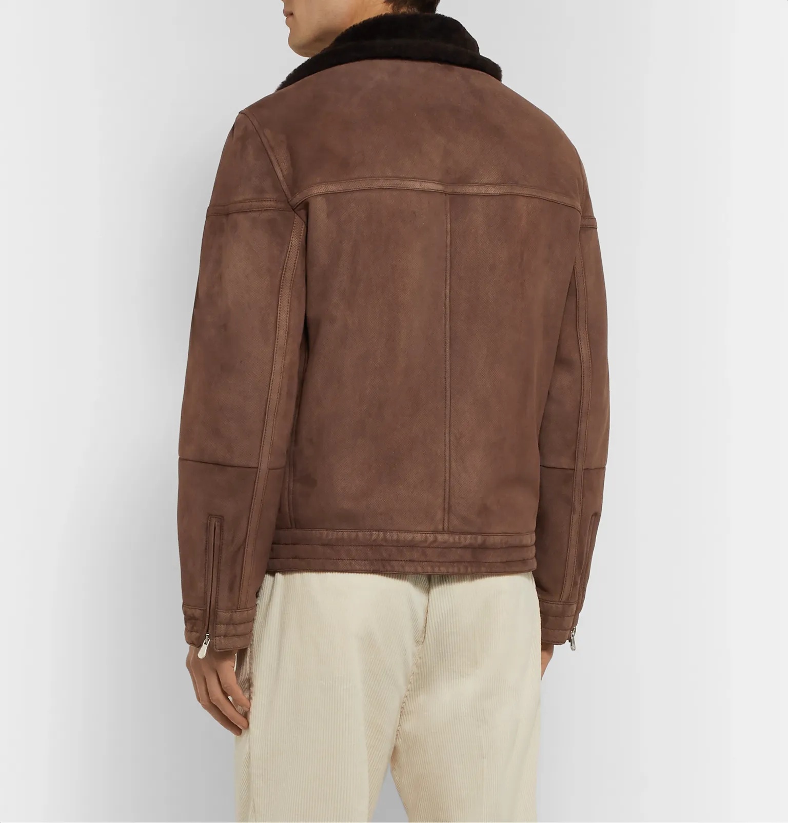 Shearling-Lined Perforated-Suede Jacket - 5