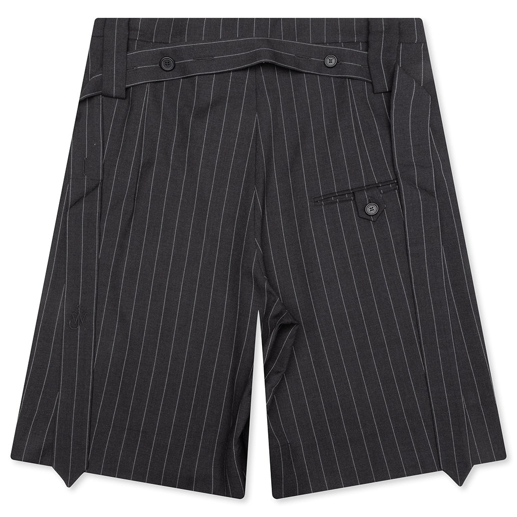 FOLDED FRONT PLEAT SHORTS - MID GREY MELANGE - 2
