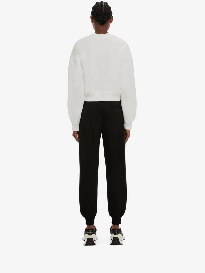Mcqueen Graffiti Cropped Sweatshirt in White - 4