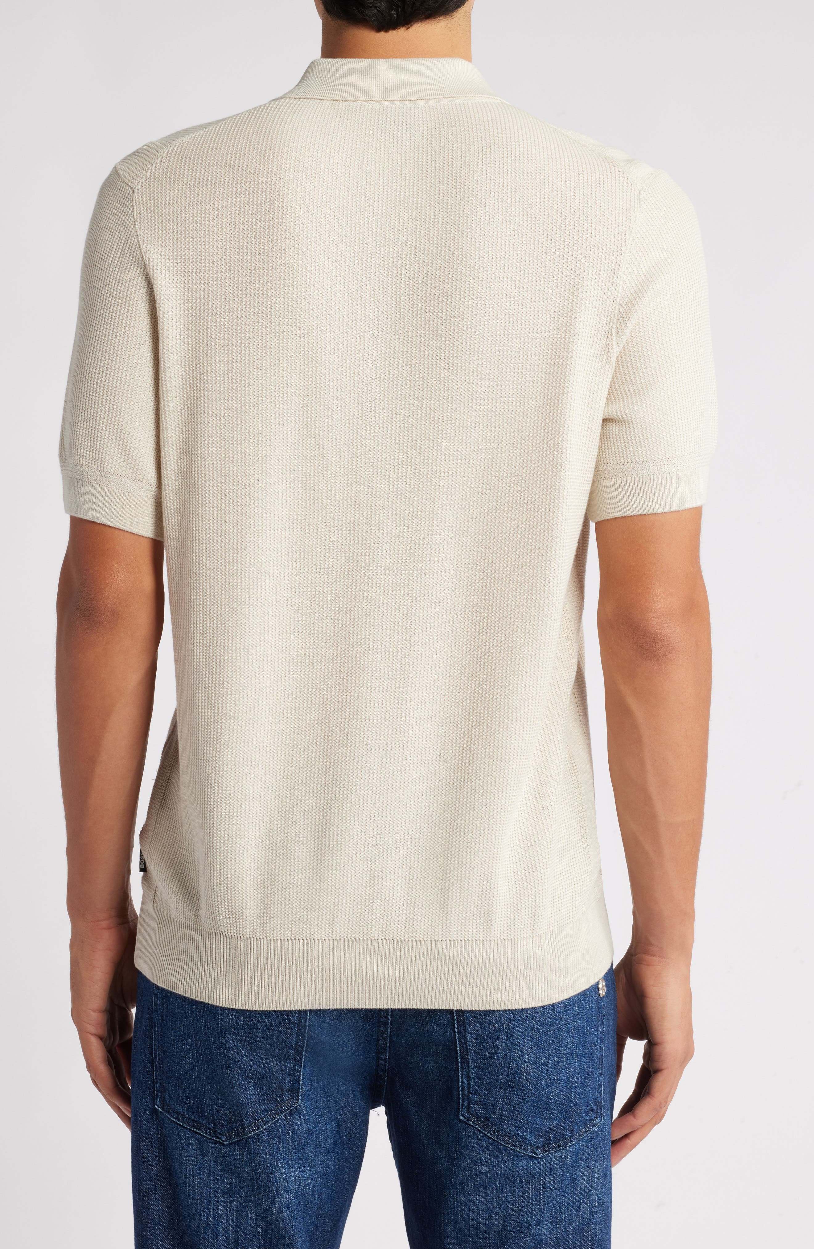 BOSS Daremo Cotton Blend Polo Sweater in Open White at Nordstrom - 2