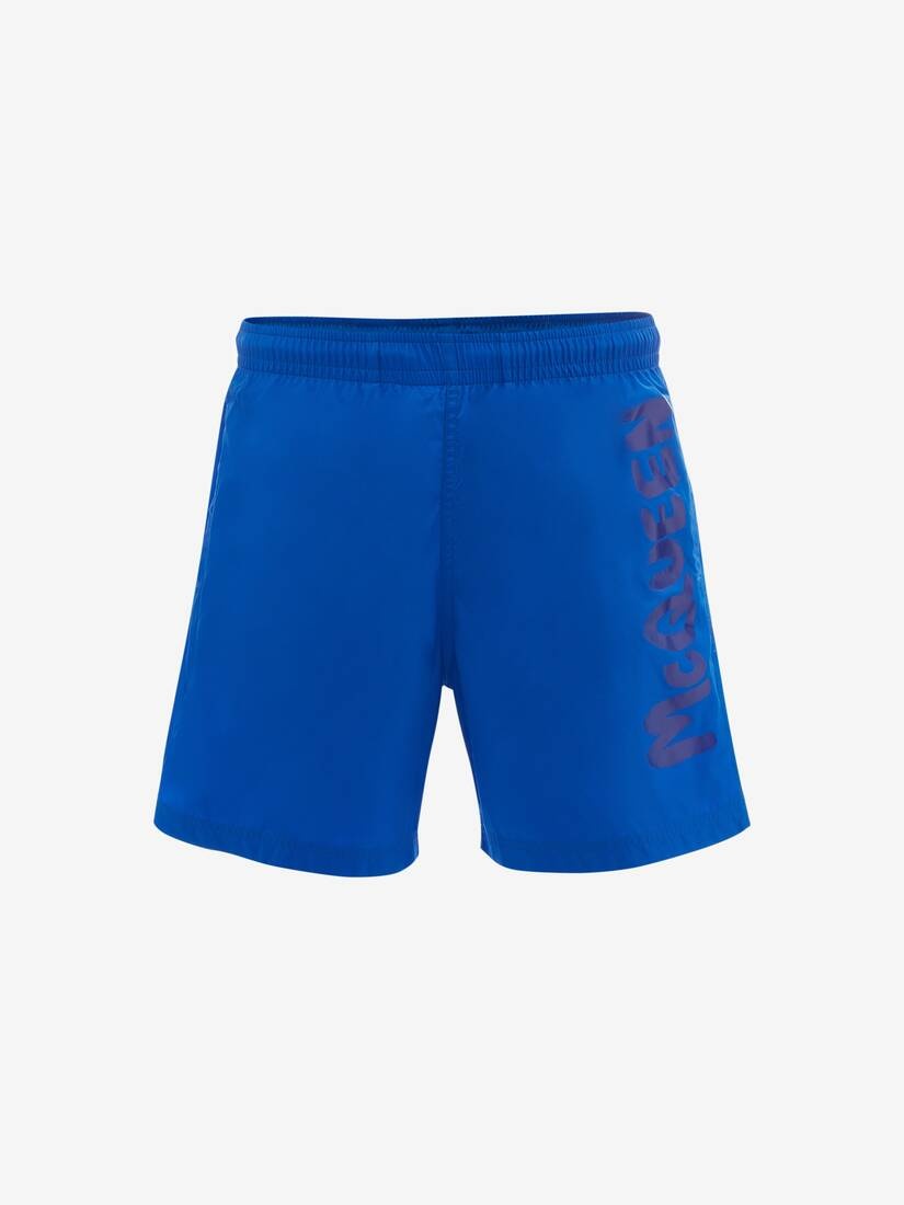 Mcqueen Graffiti Swim Shorts in Royal/blue - 1