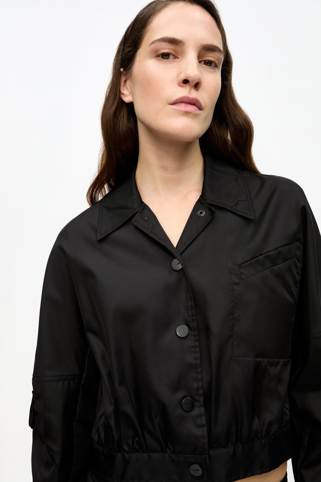 BLACK DUCHESSE NYLON CROPPED JACKET - 5