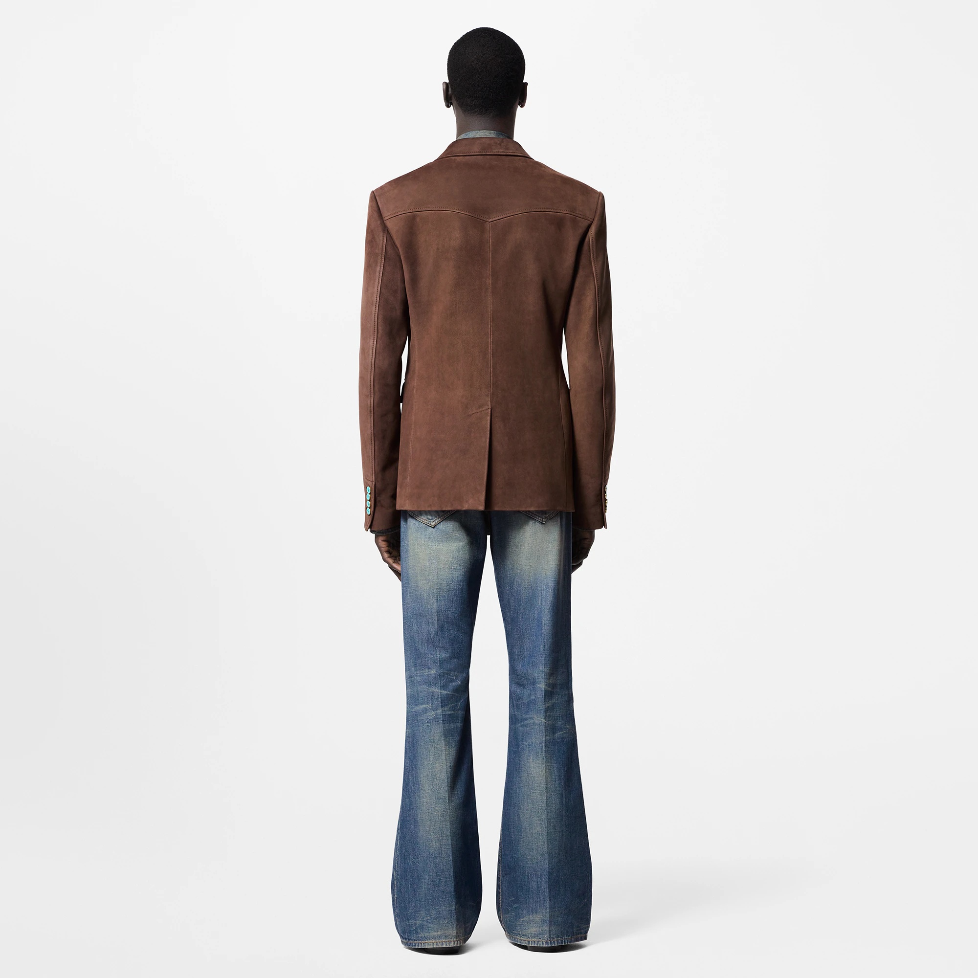 Single-Breasted Nubuck Leather Jacket - 3