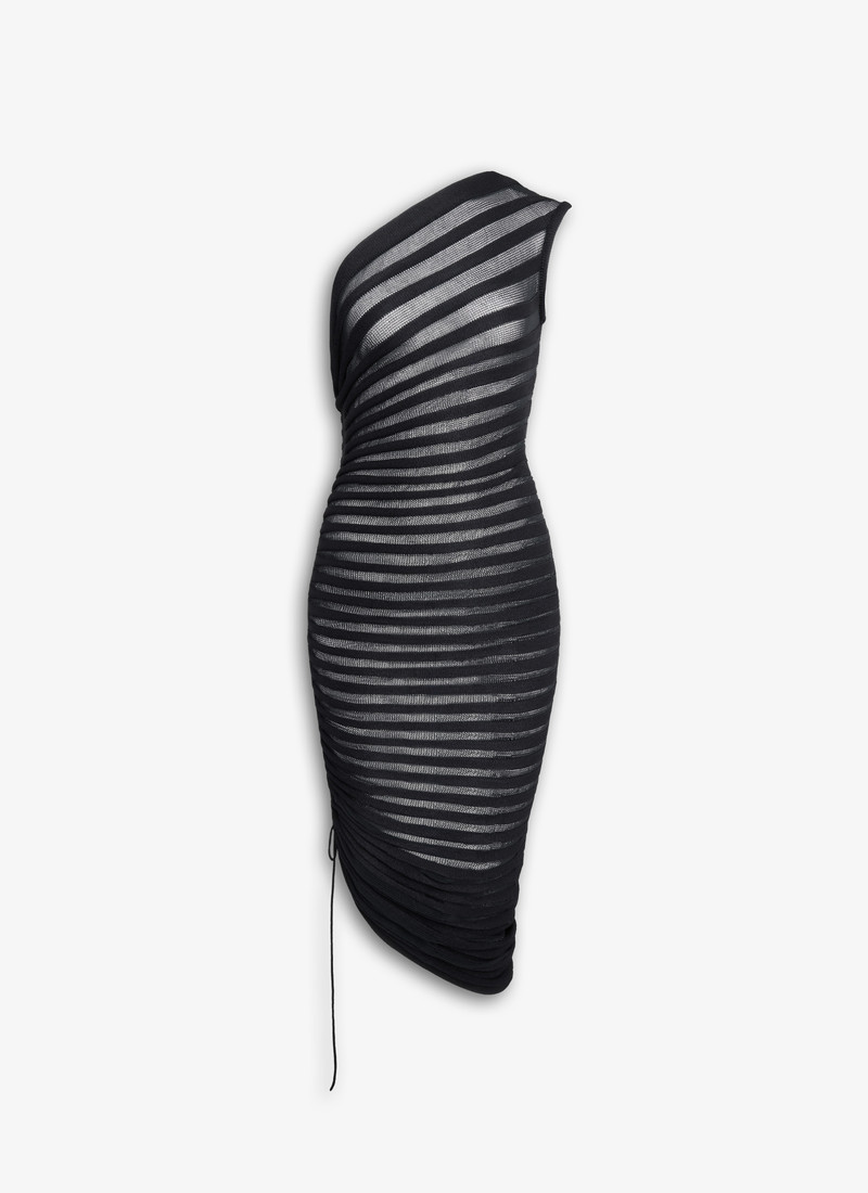 ASYMMETRICAL SKELETON DRESS IN 3D KNIT - 1