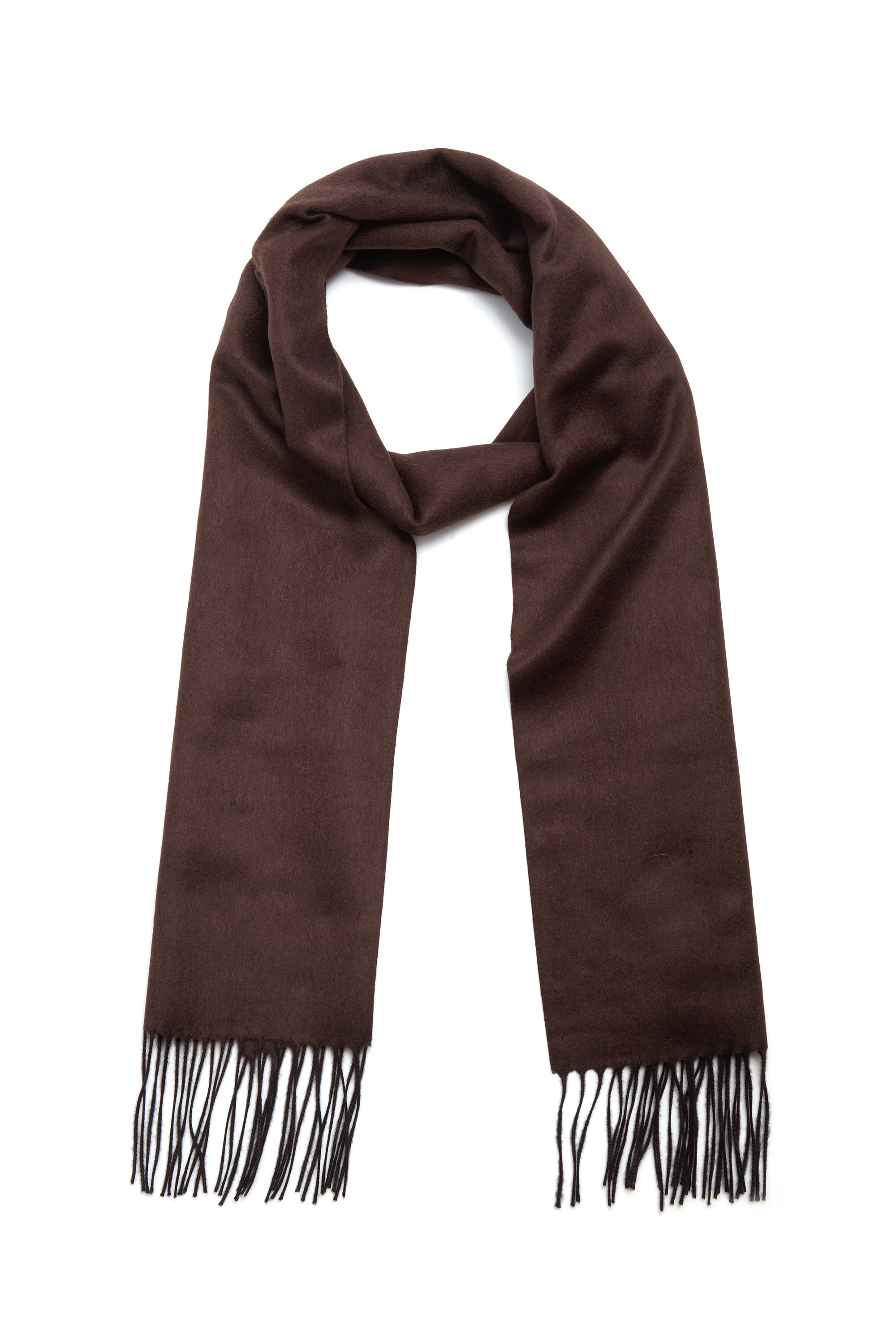 Blaine Fringe Scarf in Chocolate Melange Silk Cashmere - 2