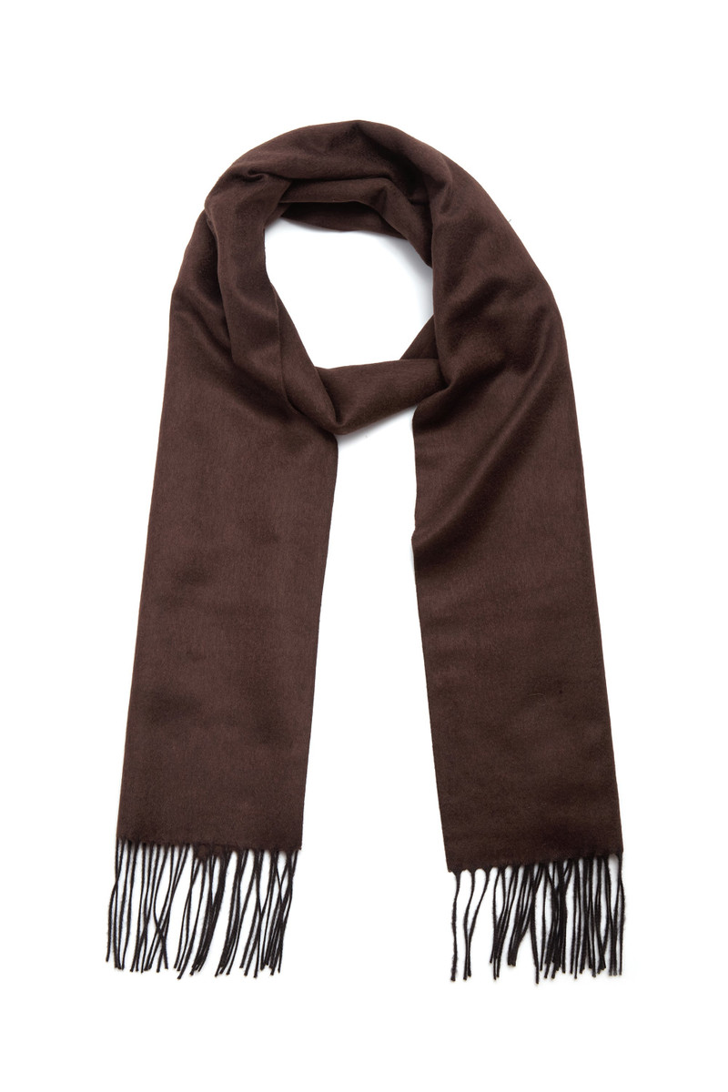 GABRIELA HEARST Blaine Fringe Scarf in Chocolate Melange Silk Cashmere outlook