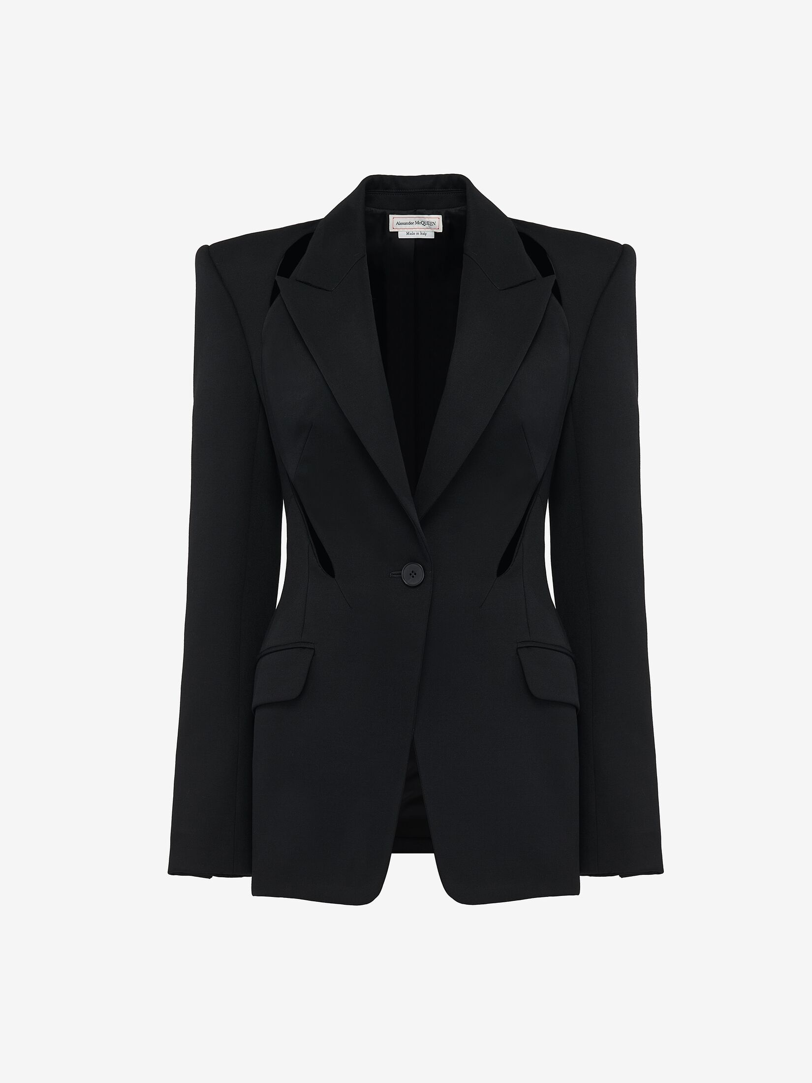 Women's Slashed Single-breasted Jacket in Black - 1
