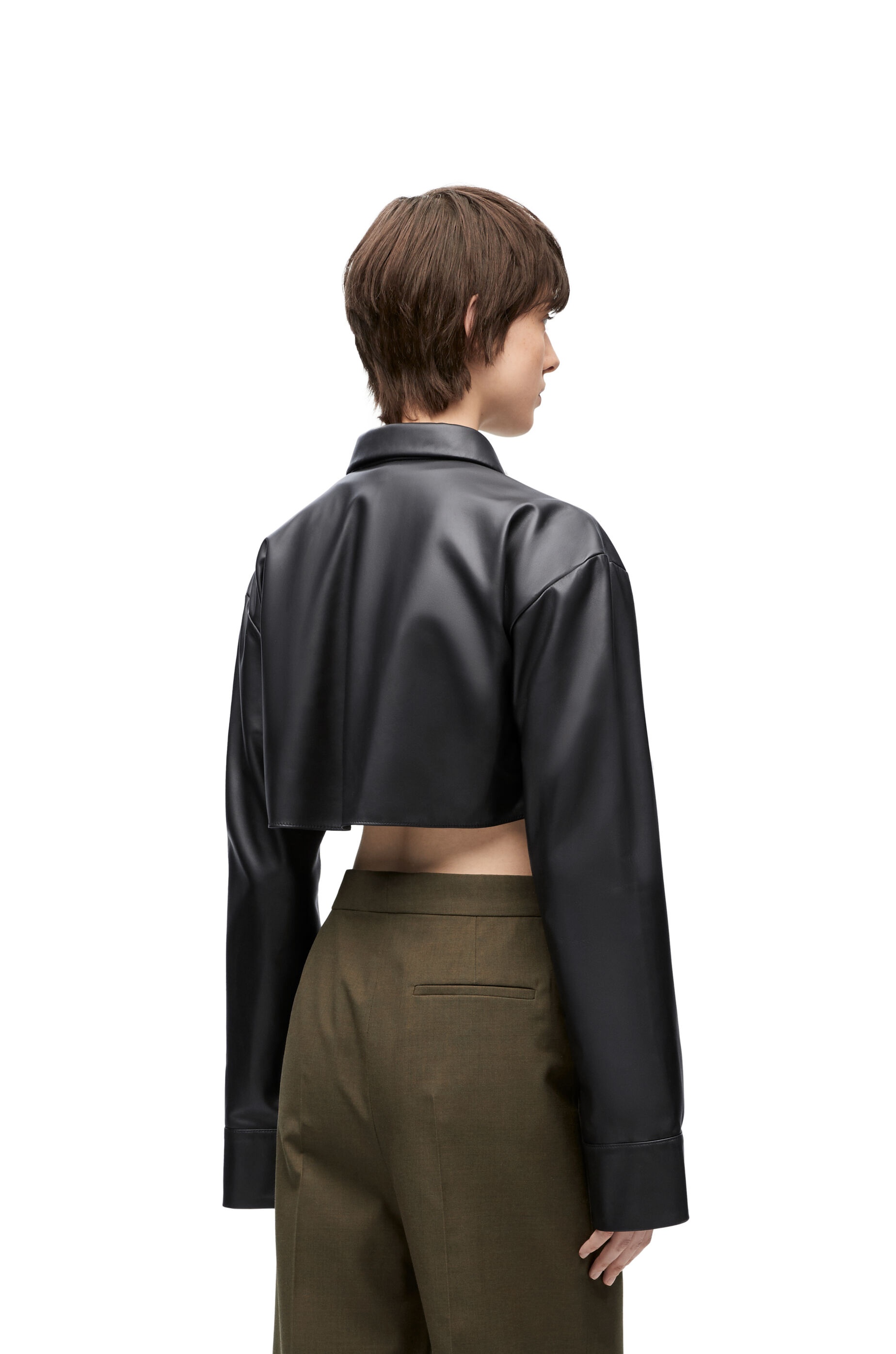 Cropped shirt in nappa lambskin - 4