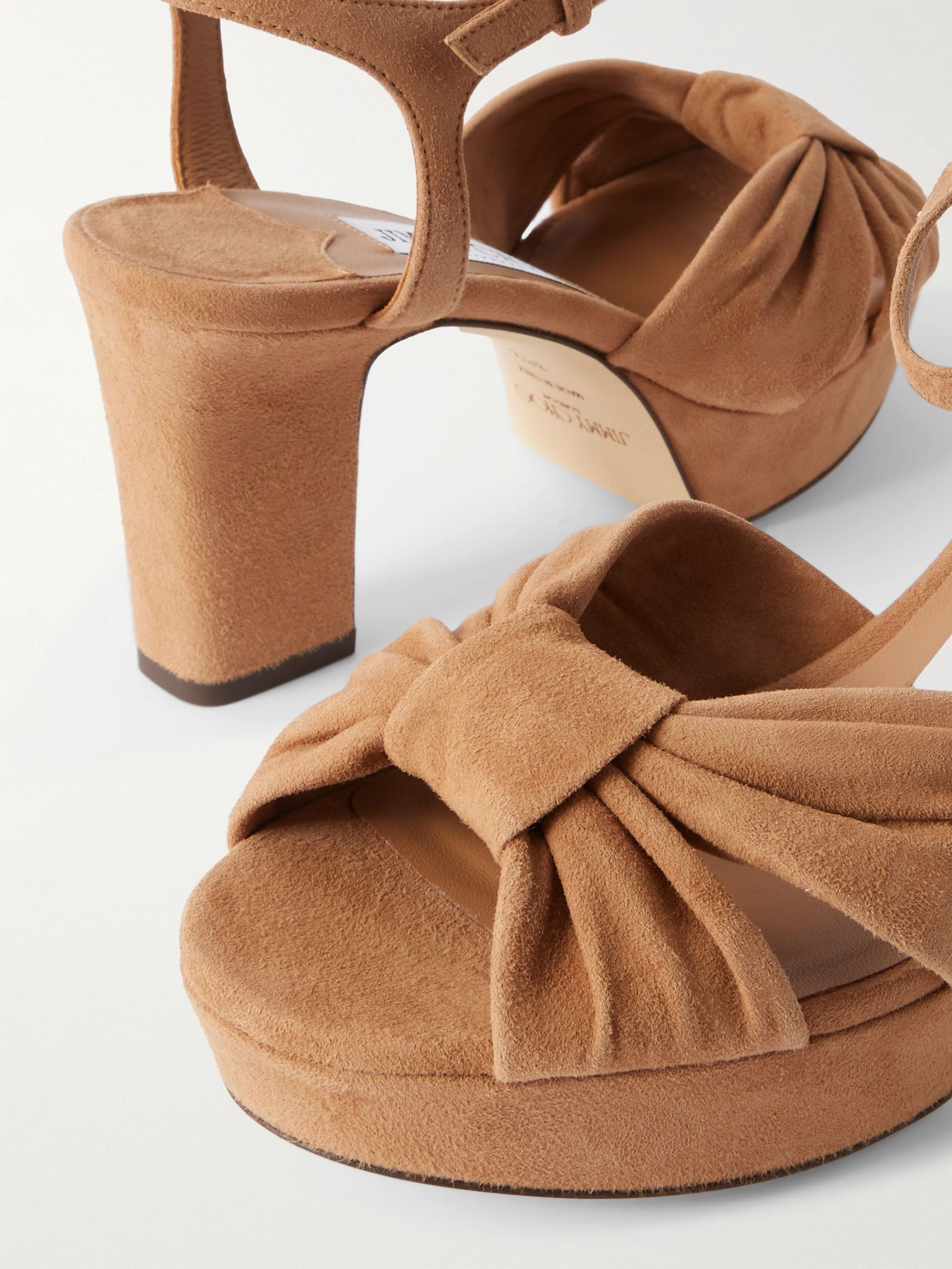 Heloise 80 knotted suede platform sandals Tan - 4