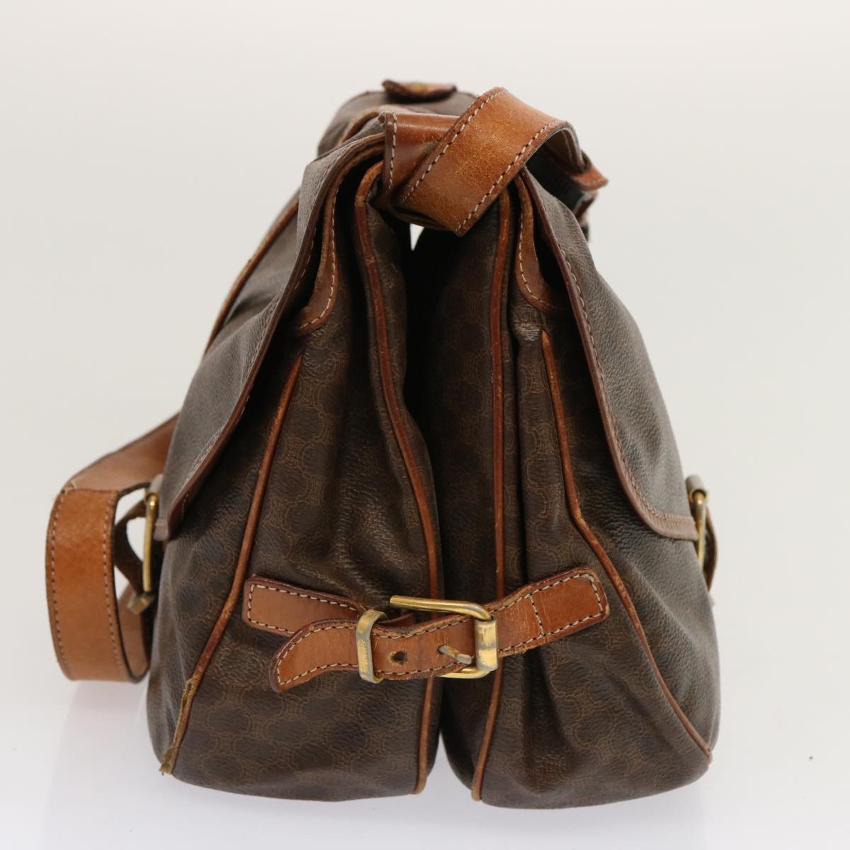 CELINE Macadam Canvas Shoulder Bag Pvc Brown - 3