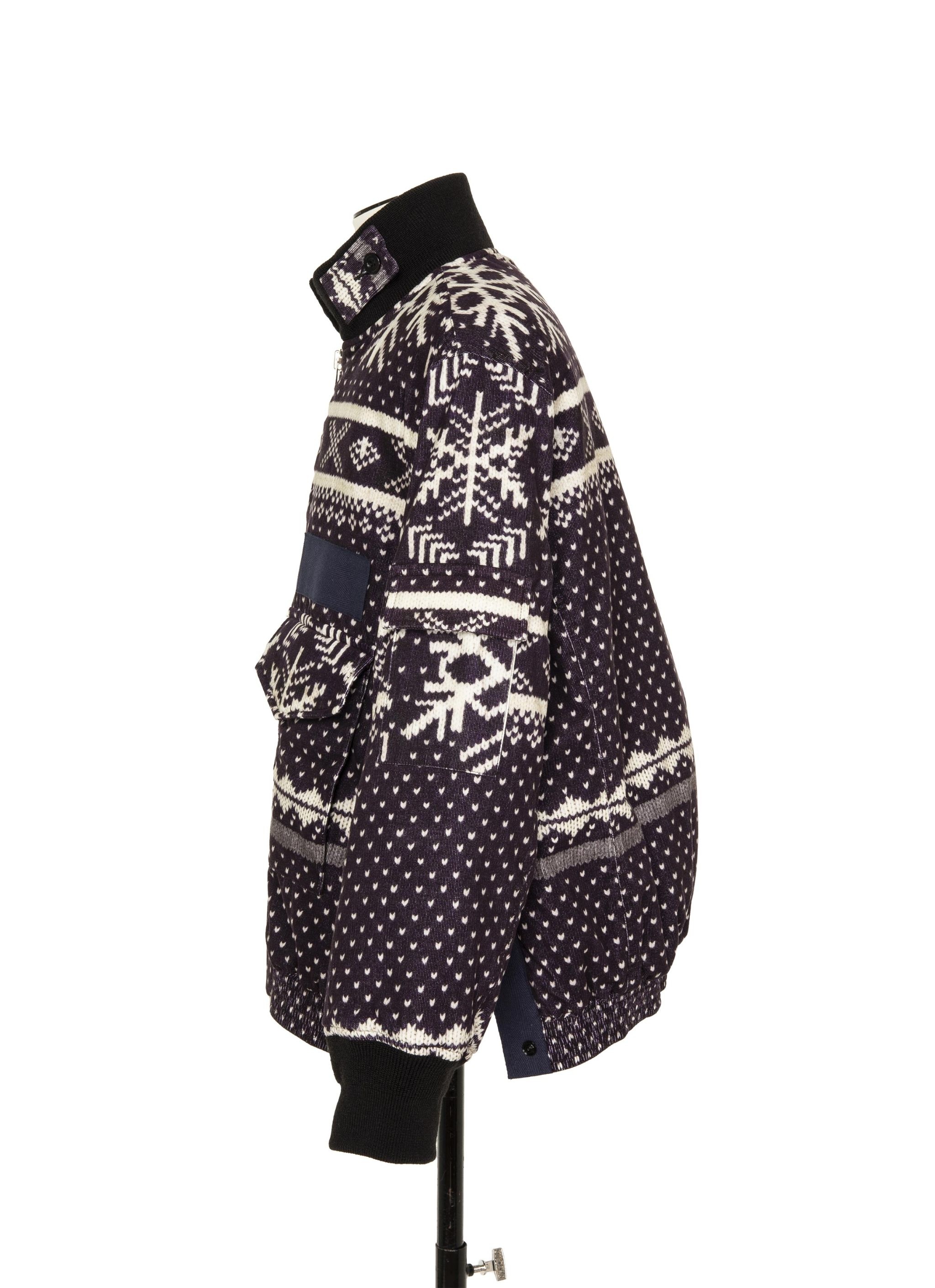 Pattern Knit Print Blouson - 3