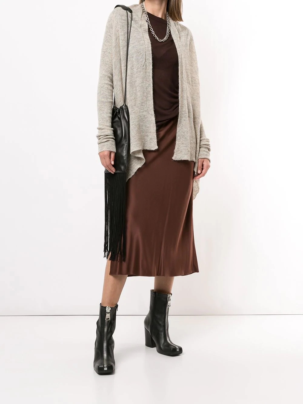 asymmetric mid-length cardigan - 2