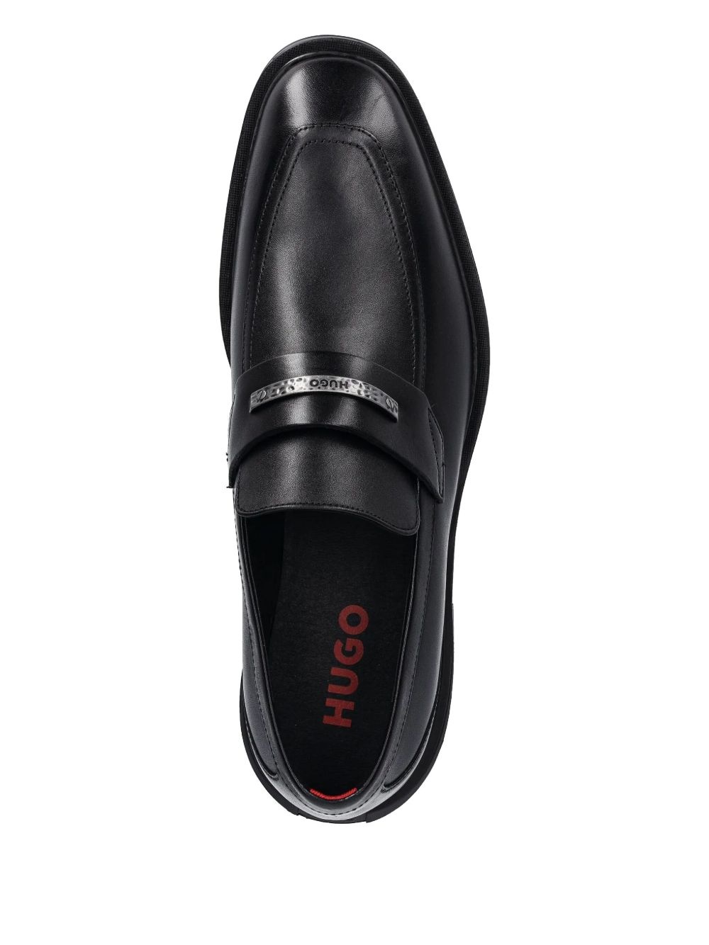 logo-engraved leather loafers - 4