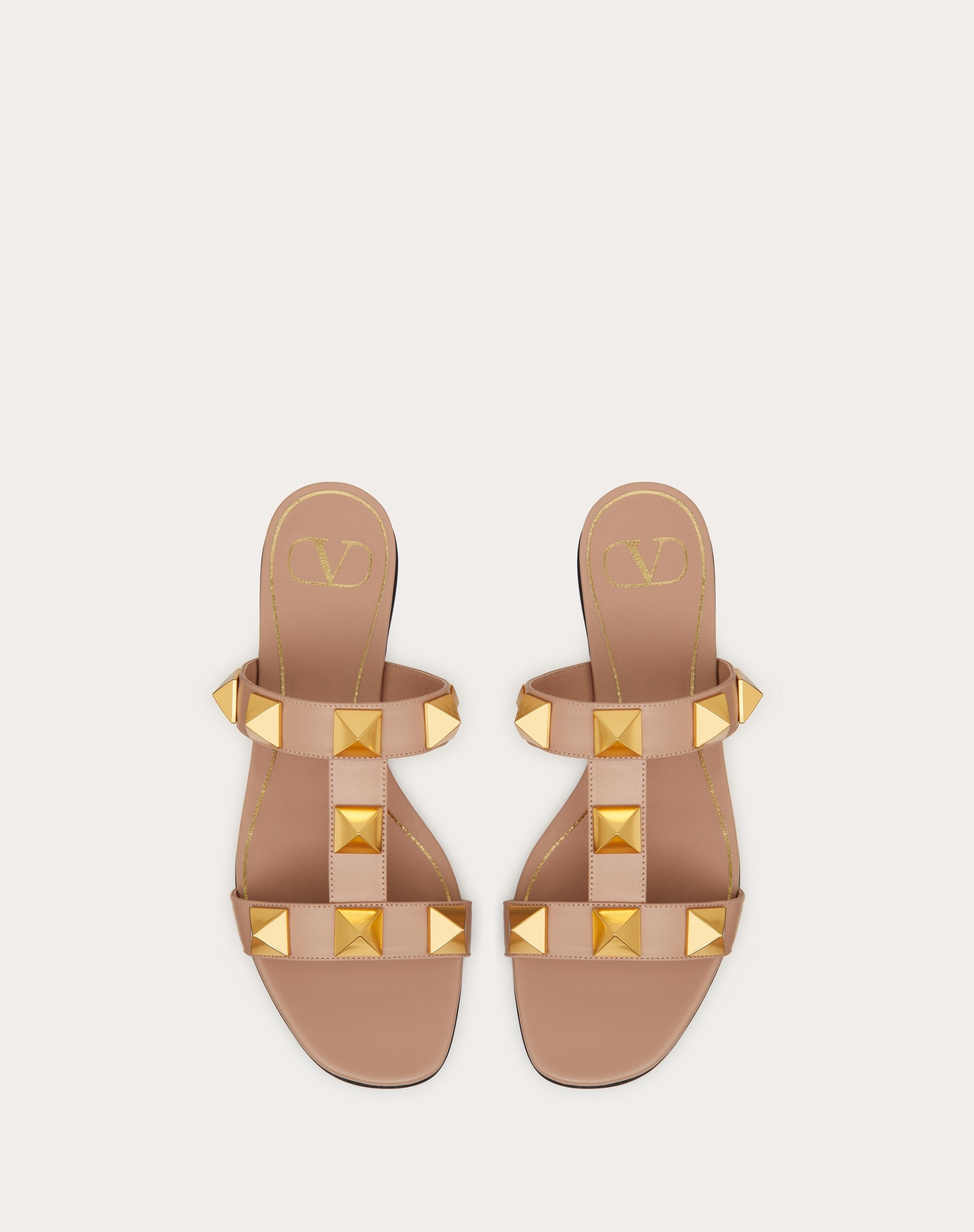 FLAT ROMAN STUD CALFSKIN SLIDE SANDAL - 4