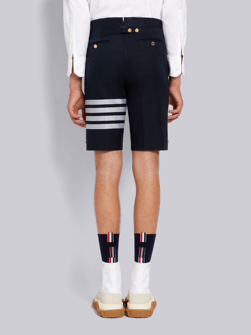 Navy Cotton Suiting Engineered 4-Bar Classic Backstrap Short 3