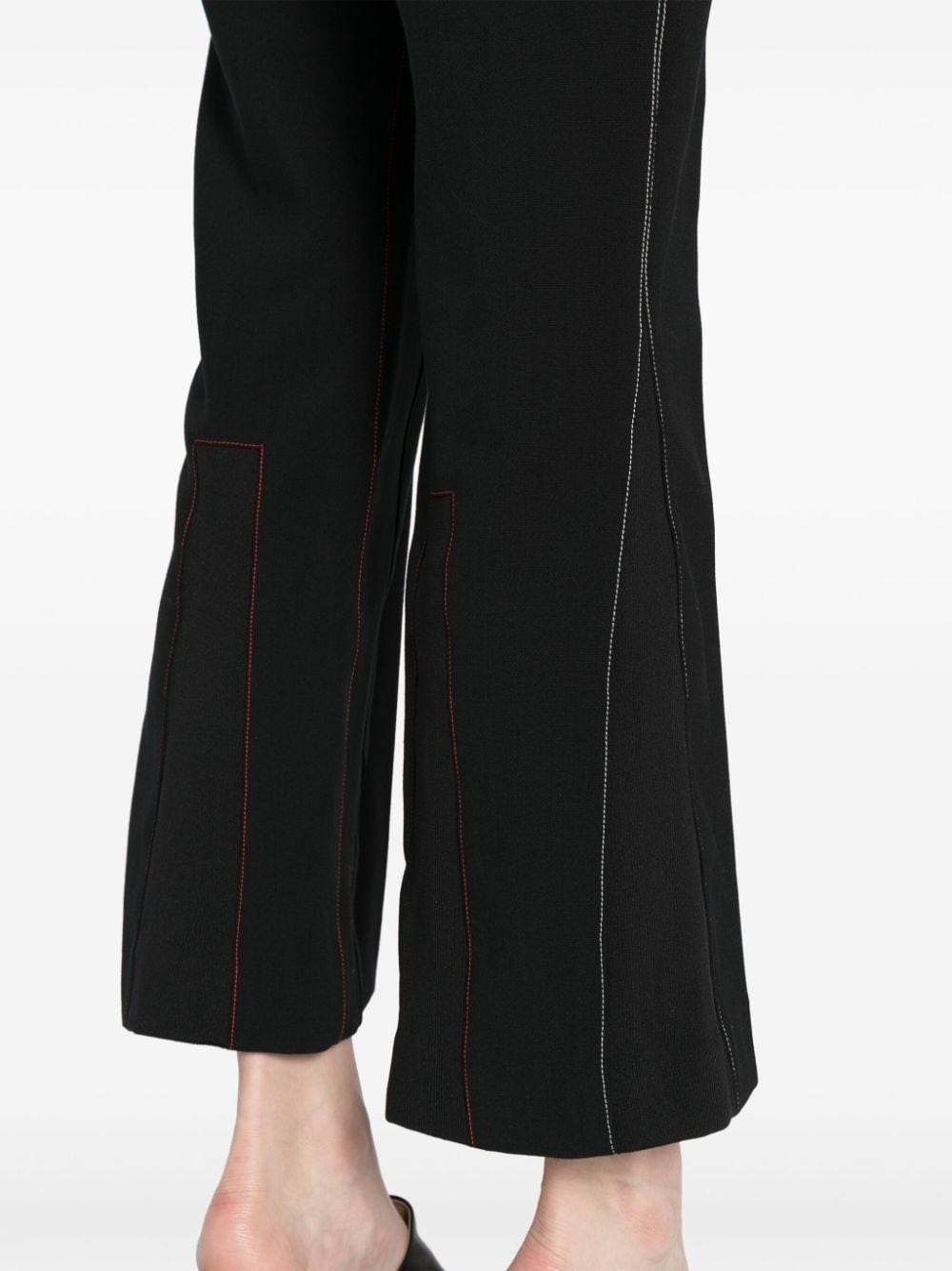 contrast-stitching flared trousers - 5