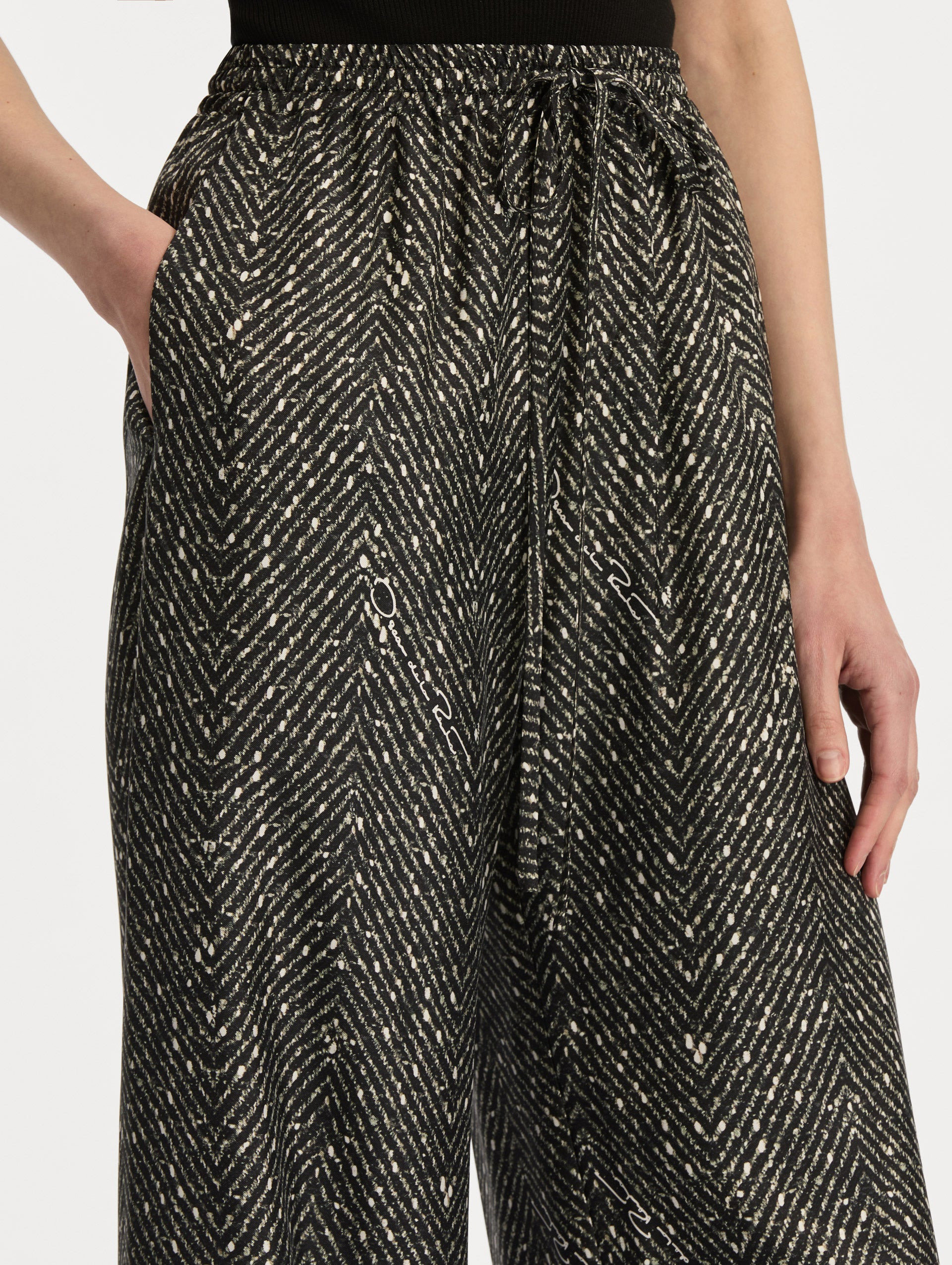 CHEVRON SILK TWILL DRAWSTRING PANT - 6