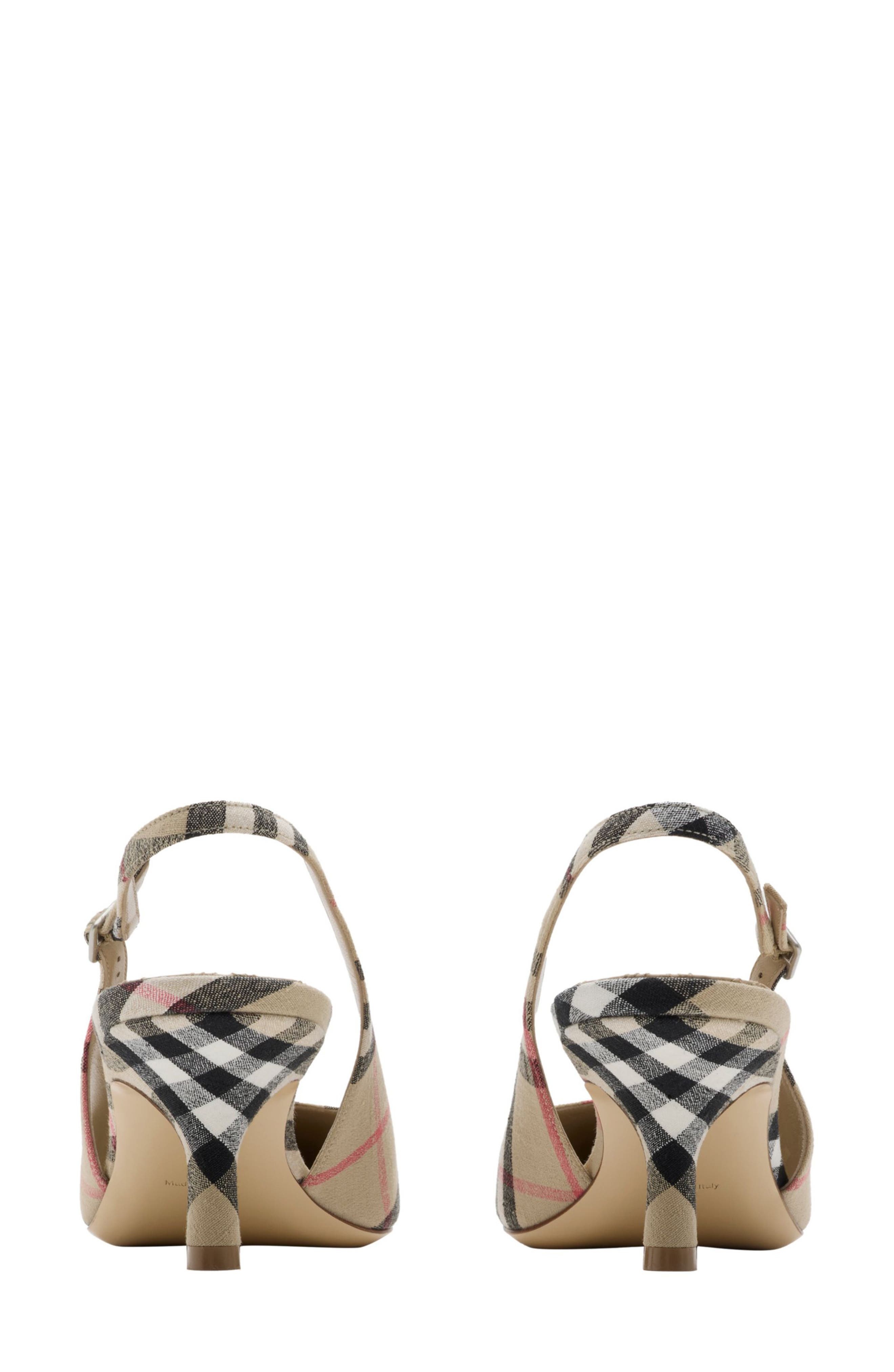 burberry Check Dame Pointed Toe Slingback Pump in Sand Ip Check at Nordstrom - 6