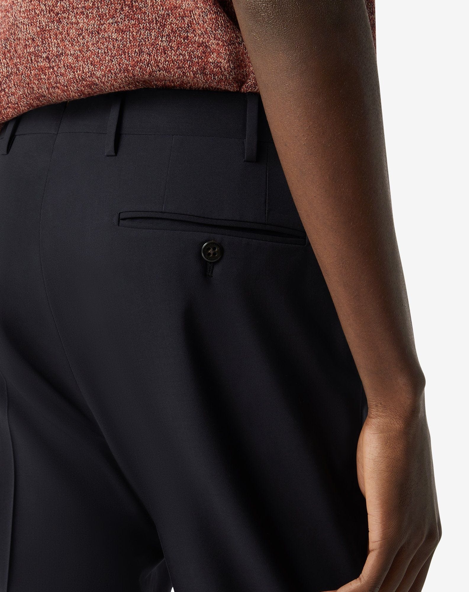 Navy blue 120's stretch wool trousers - 5