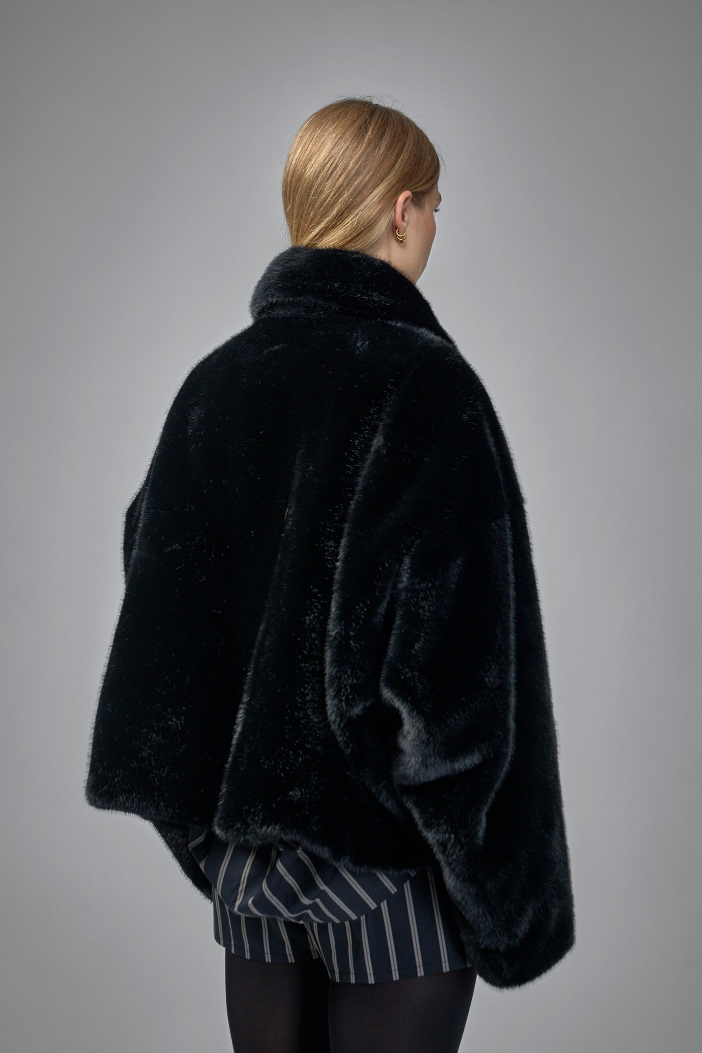 Roll Up Hem Fake Fur Coat - 3
