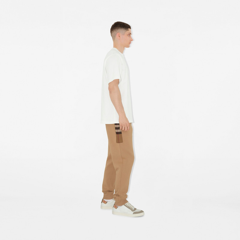 Check Panel Cotton Blend Jogging Pants 3