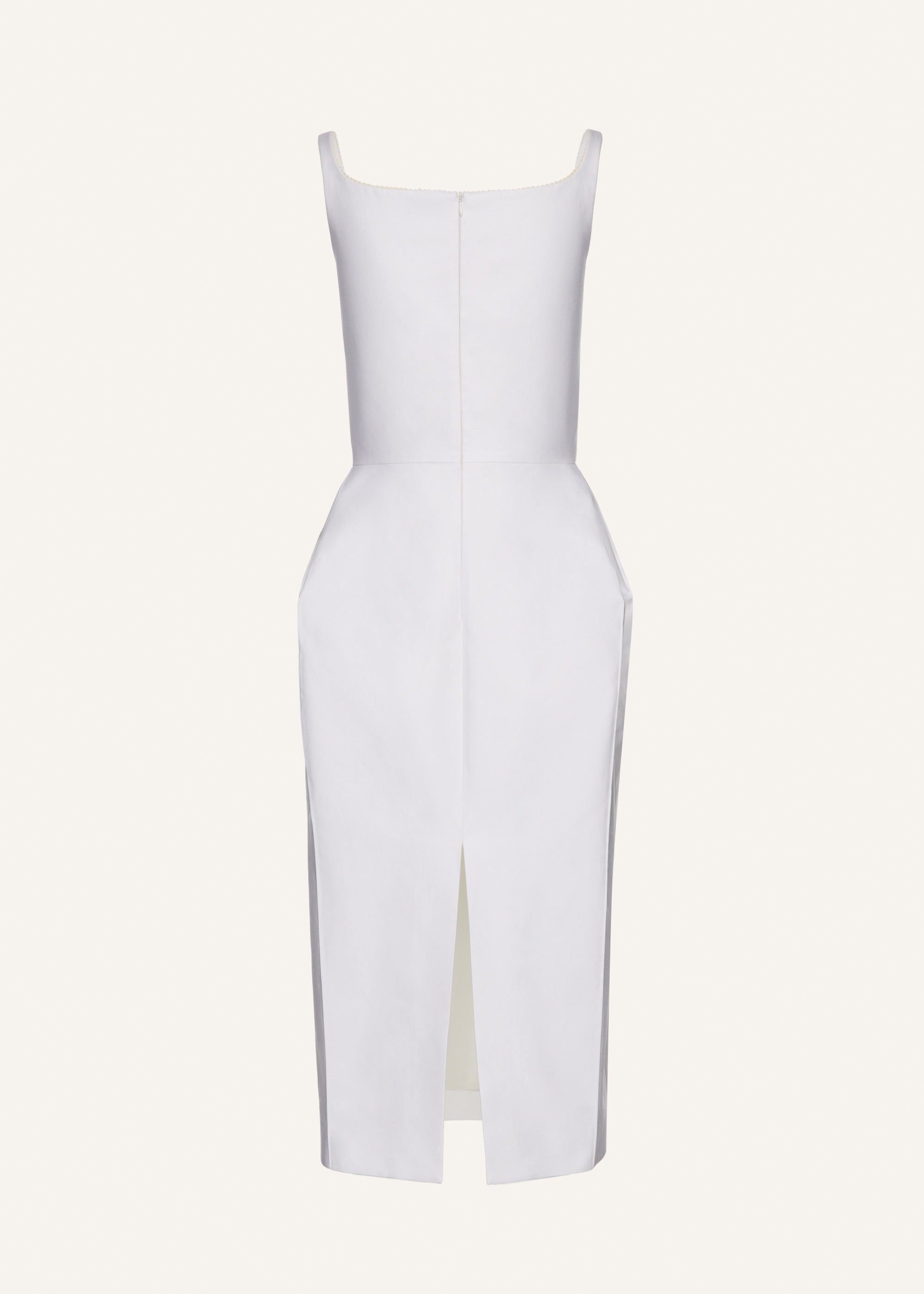 Buttoned hip pad dress in white - 2
